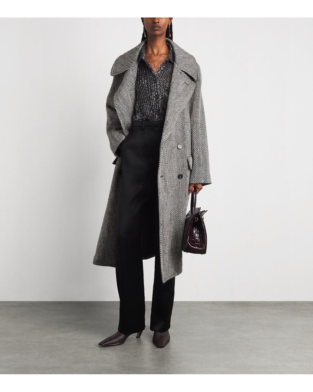 Missoni Gray Wool-Blend Herringbone Coat