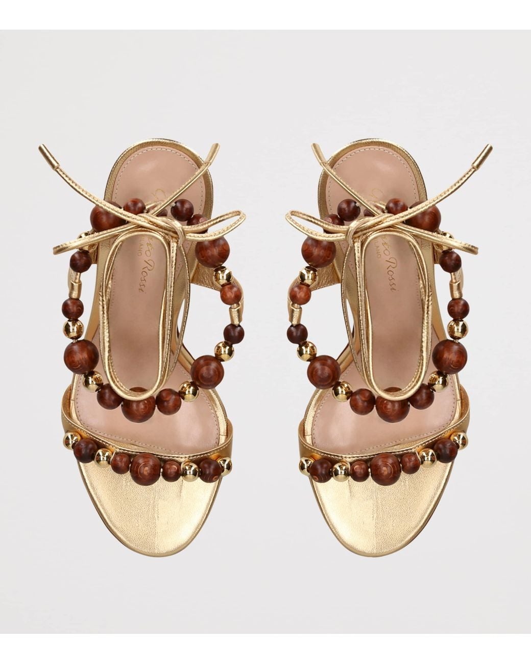 Gianvito Rossi Metallic Leather Embellished Pandawa Wrap Sandals 95