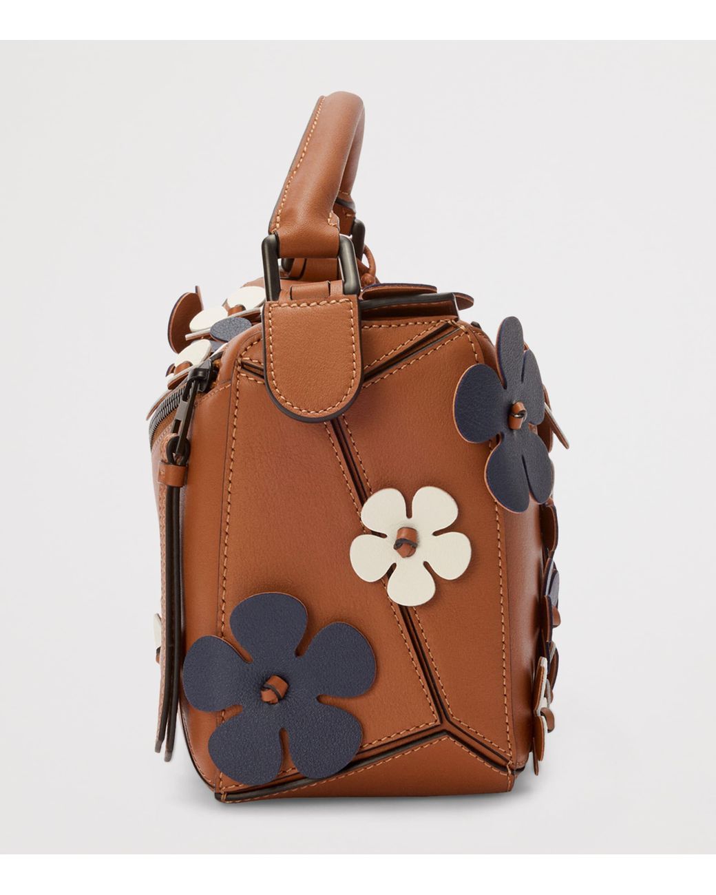 Loewe Puzzle 10 Re-Edition Plumeria Top-Handle Bag in Brown