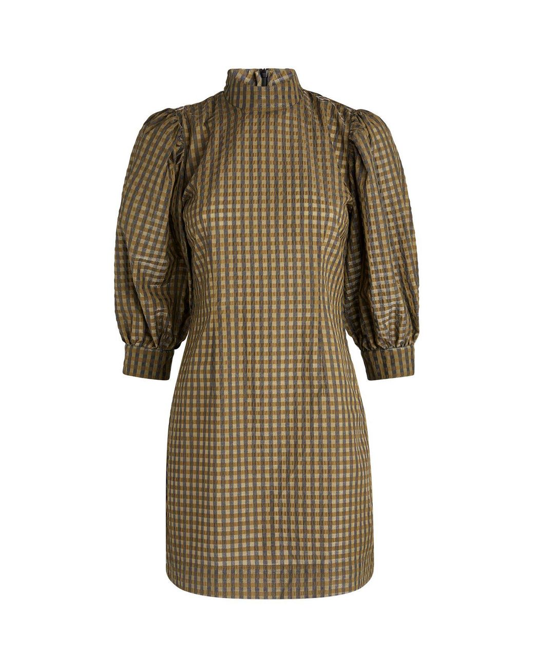 slim fit dress slacks Kate Spade Green Checked Gingham Bodega Mini Dress Size US 6 main image 0