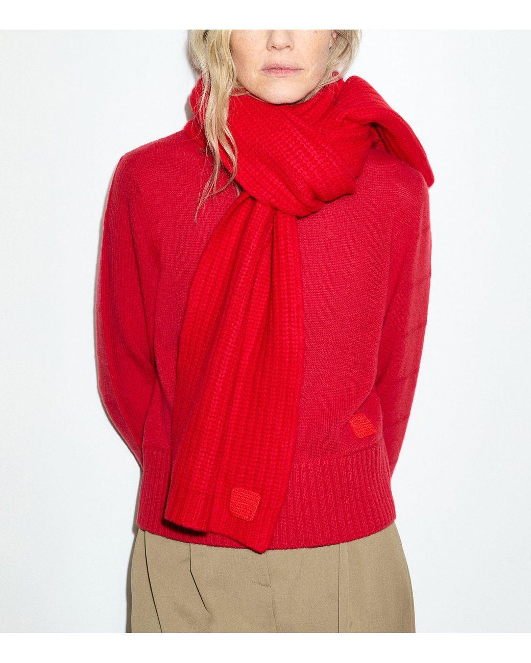 MAX&Co. Red Virgin Wool Knitted Scarf