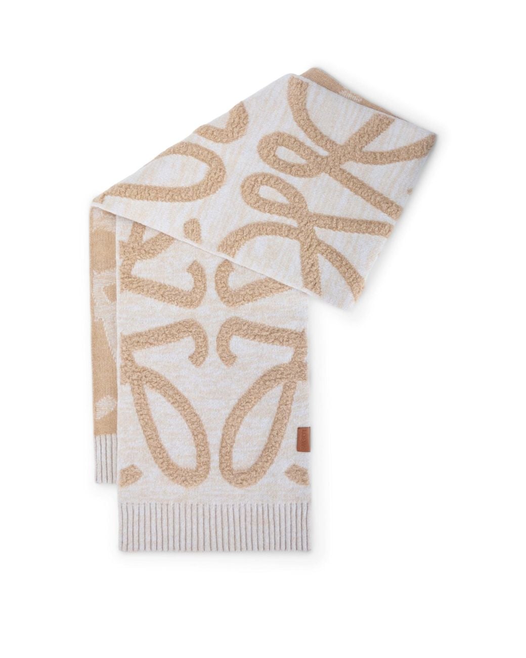 Loewe White Wool-Cashmere Anagram Scarf