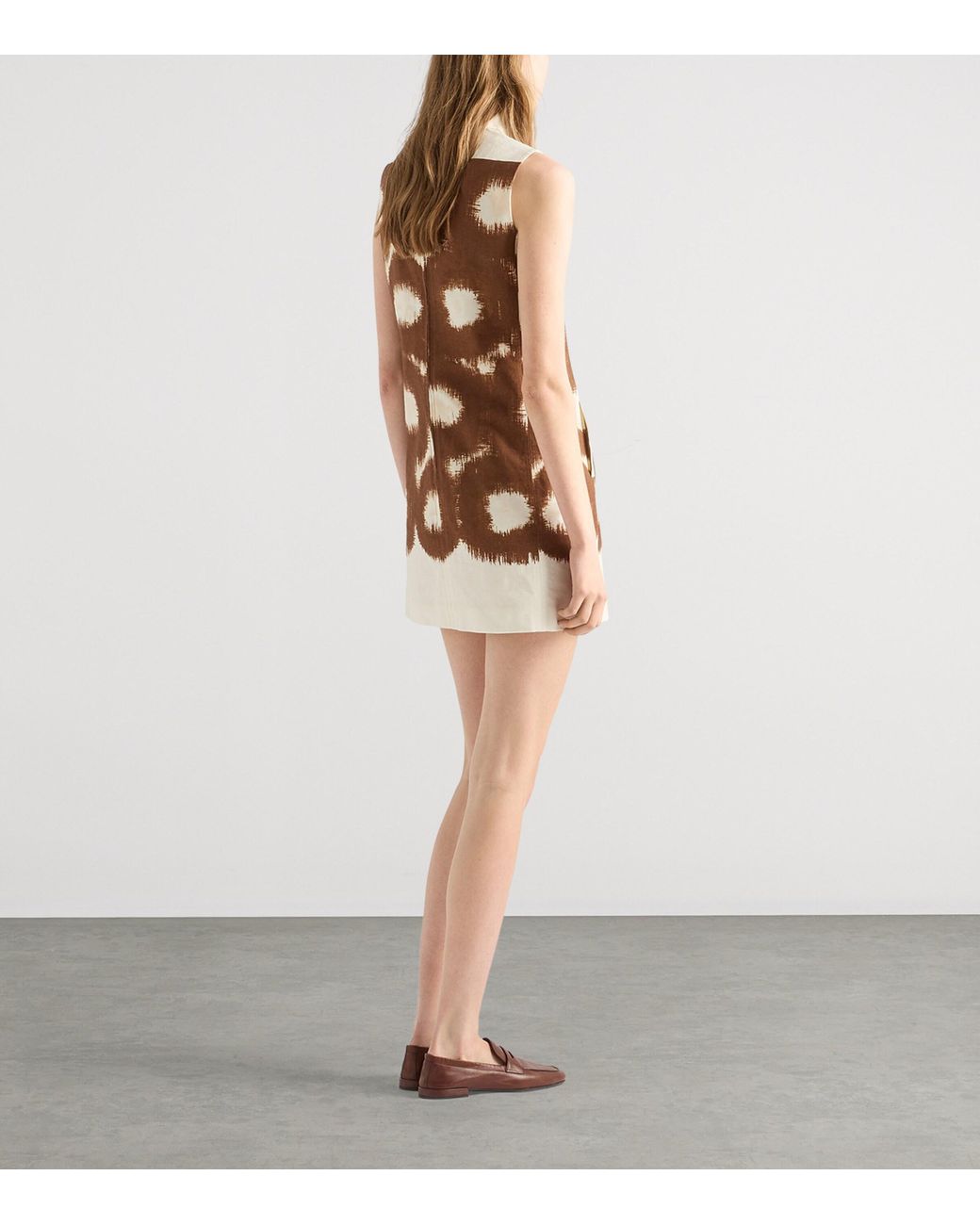 Prada Brown Canvas Circle Print Mini Dress