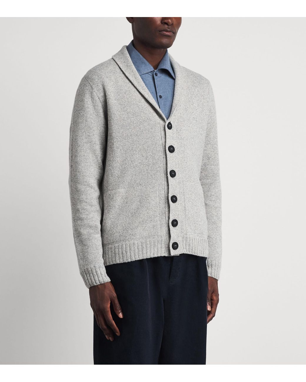 John Smedley Gray Recycled Cashmere-Wool Rockford Shawl Cardigan for men