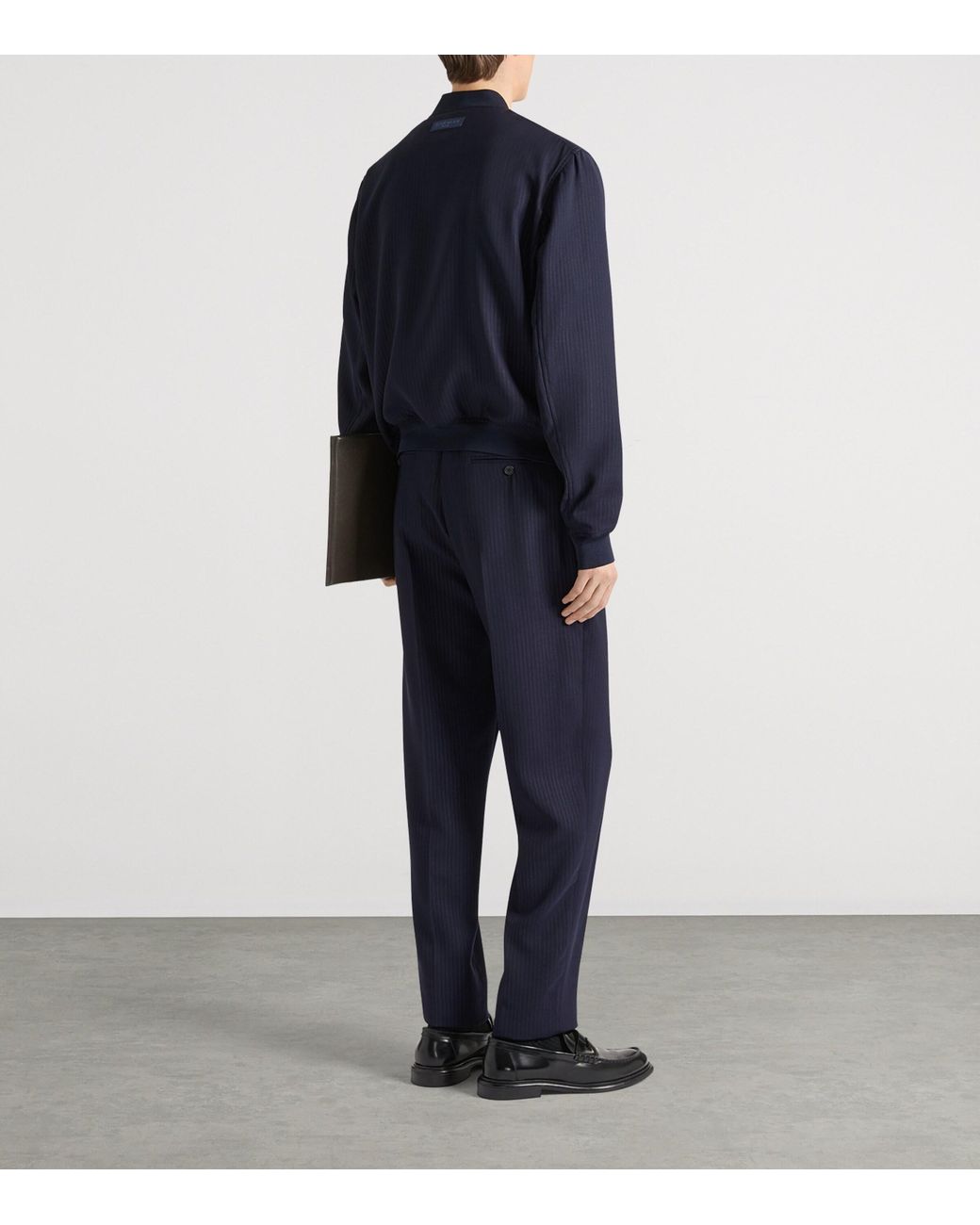 Givenchy Blue Wool-Blend Stripe Couture Seam Trousers for men