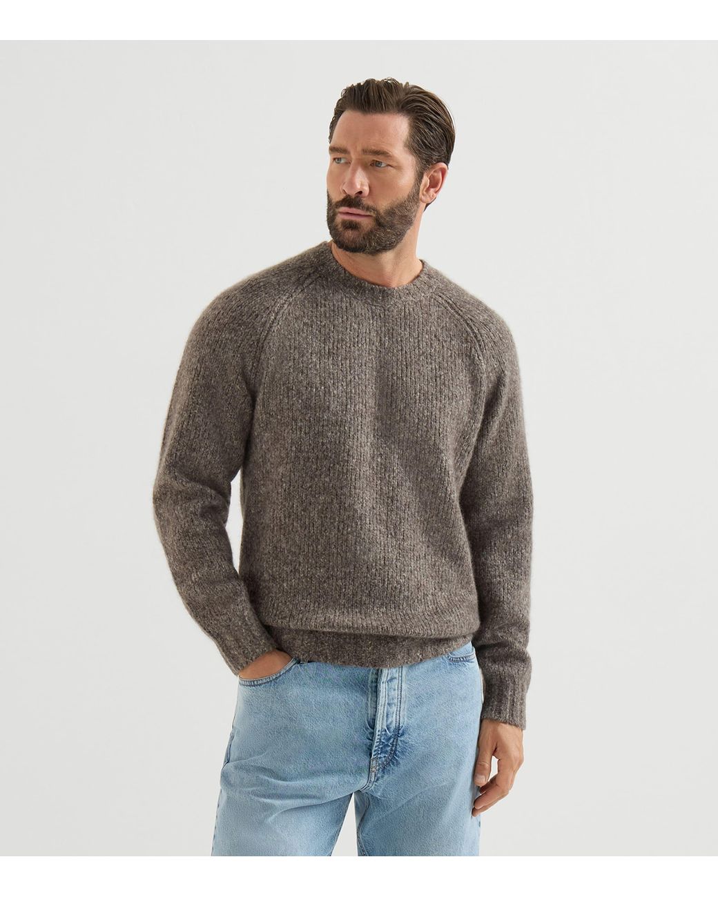 Brunello Cucinelli Brown Cashmere-Silk Sweater for men