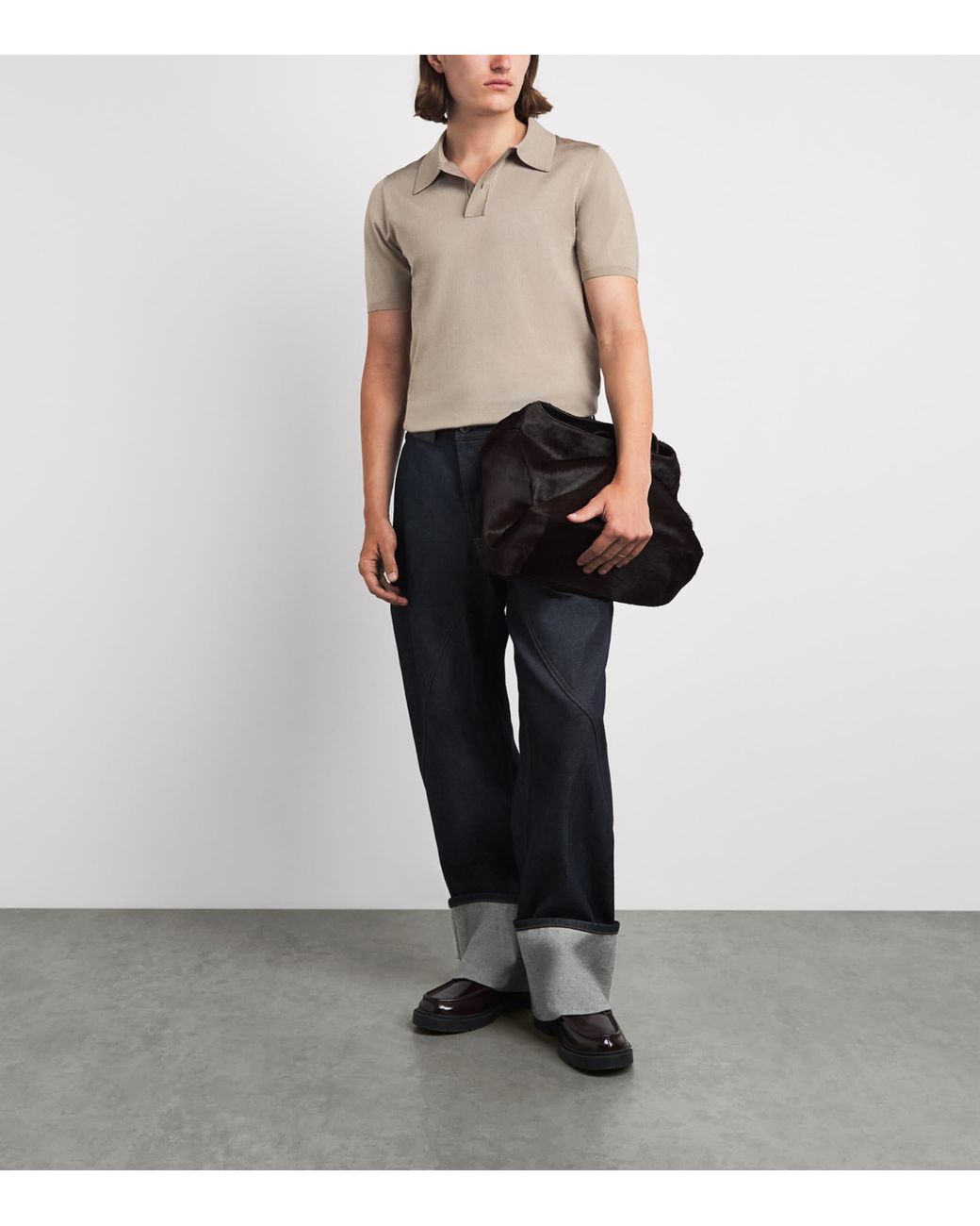 Sandro Natural Knitted Polo Shirt for men