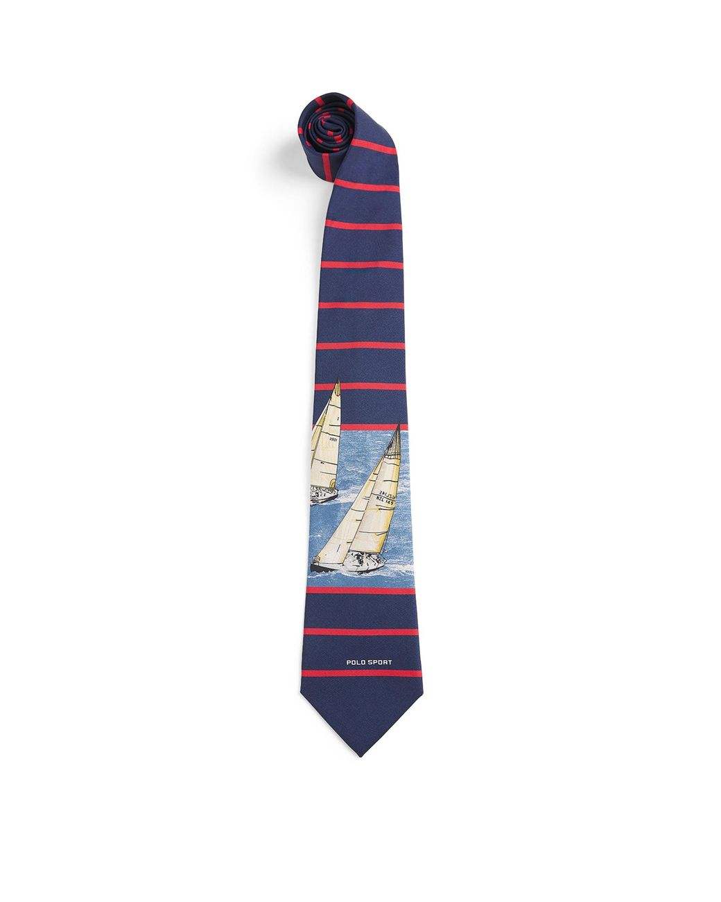 Polo Ralph Lauren Blue Silk Stripe Sailboat Tie for men