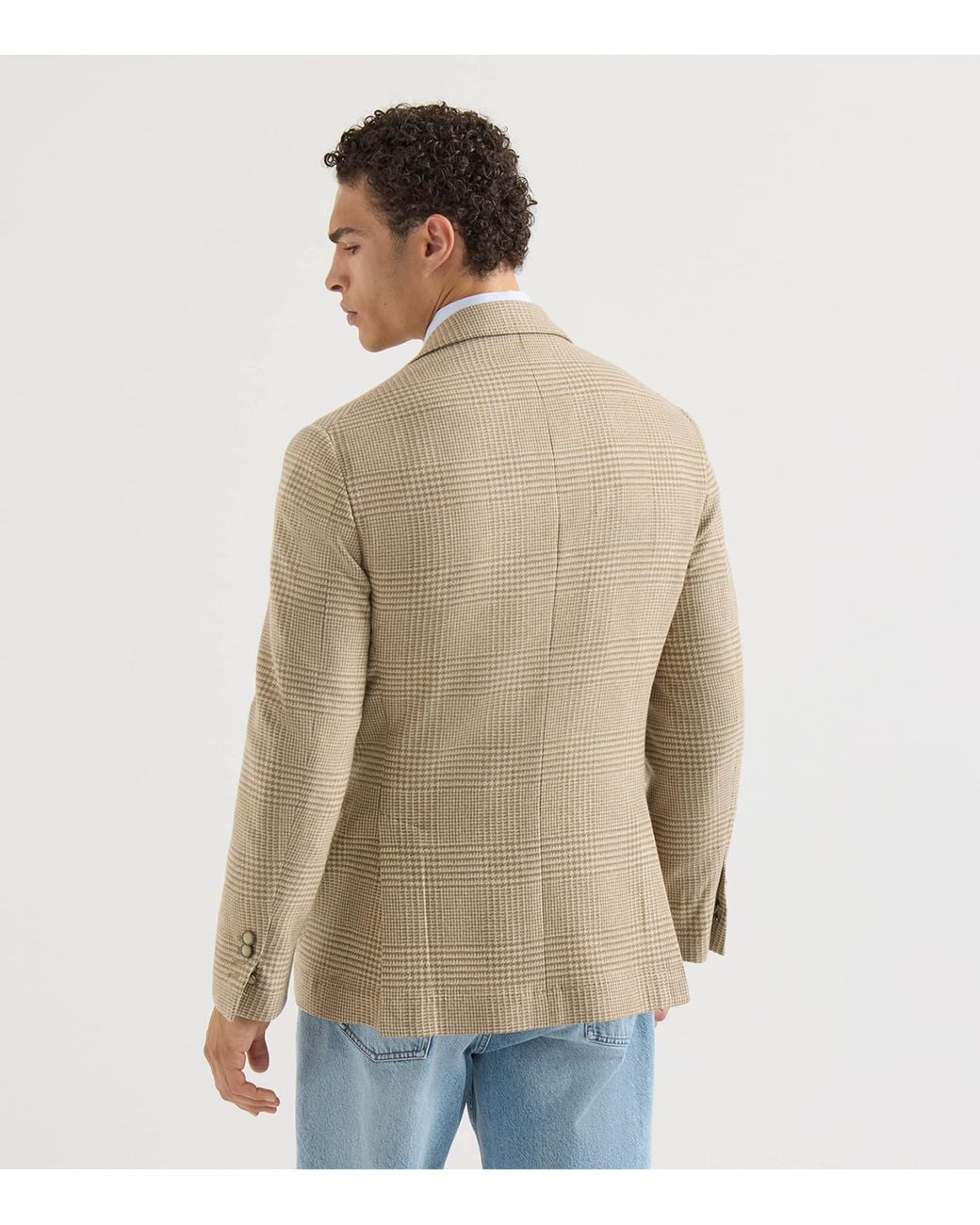 Brunello Cucinelli Brown Wool-Cashmere-Blend Check Blazer for men