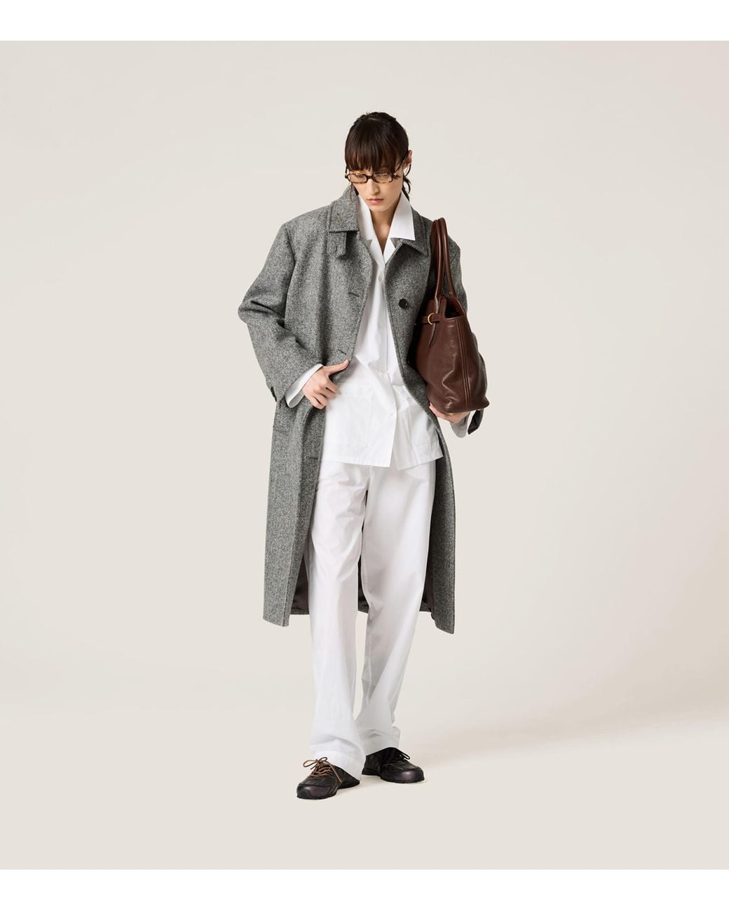 Miu Miu White Embroidered Logo Pyjama Trousers