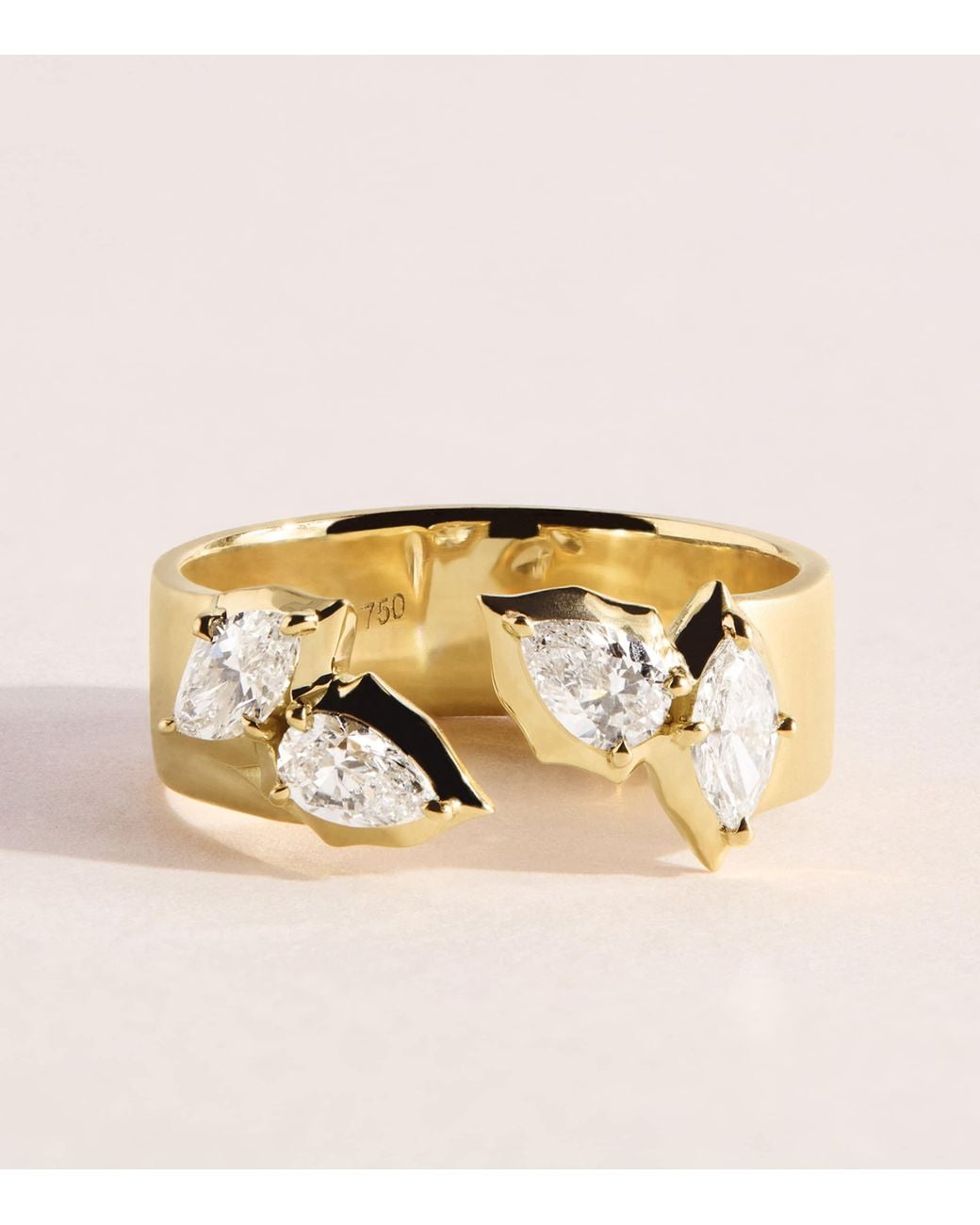 Jade Trau Natural And Diamond Poppy Open Band Ring