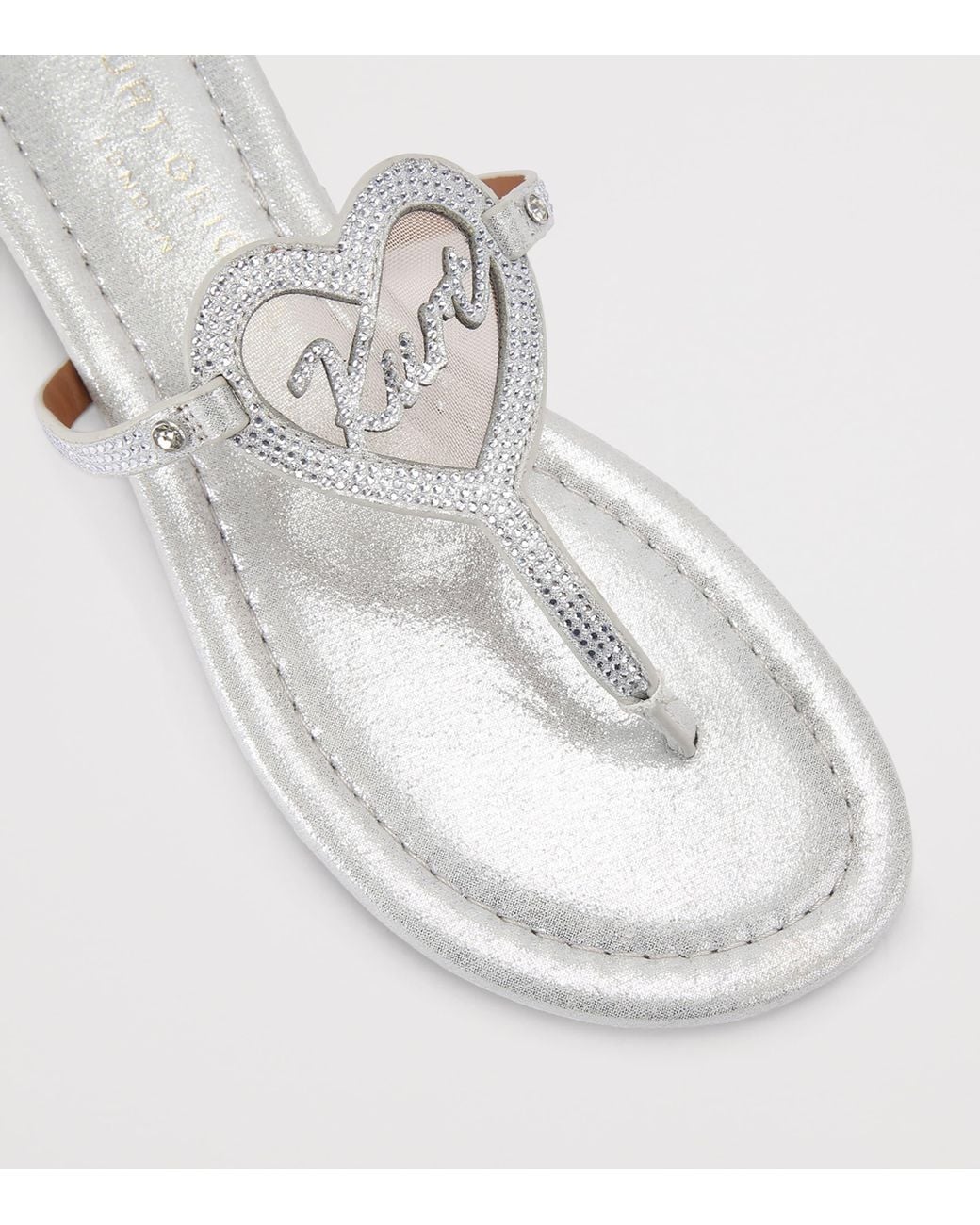 Kurt Geiger White Leather Heart T-Bar Sandals