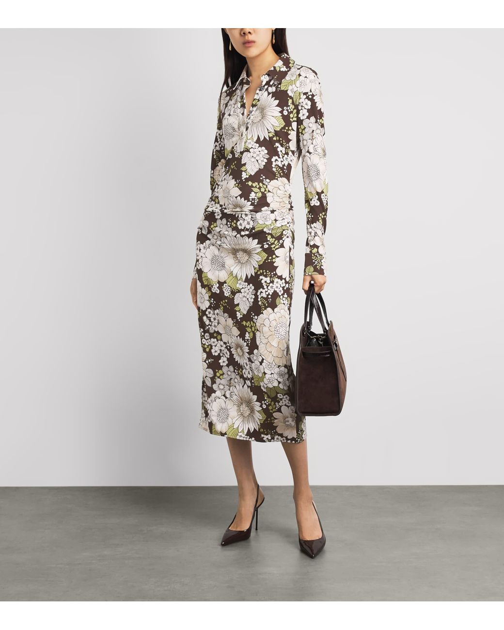 Tory Burch White Floral Midi Shirt Dress