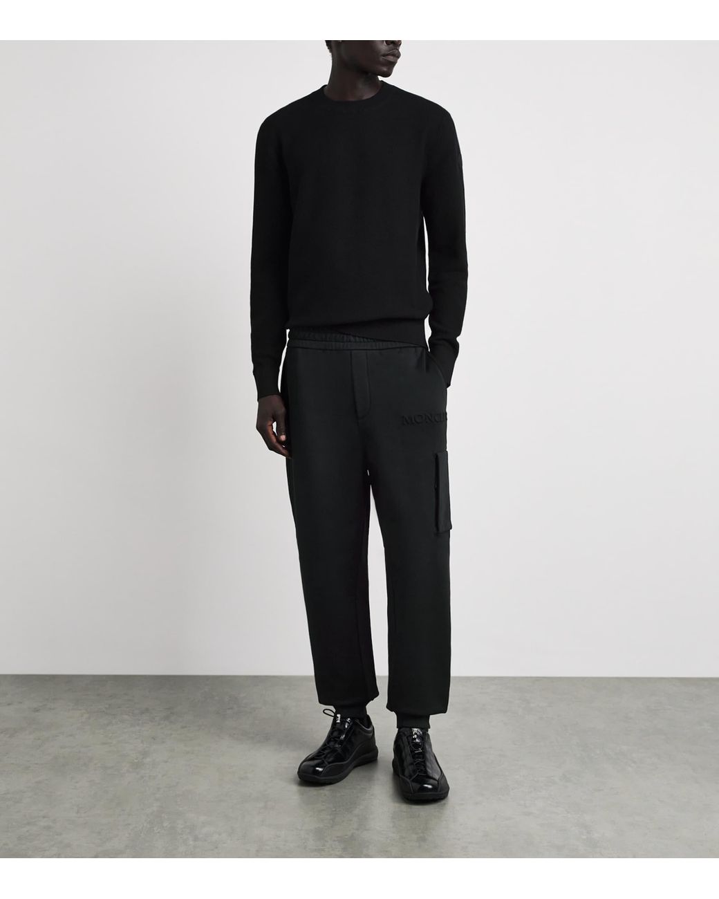 Moncler Black Cotton Logo Sweatpants for men