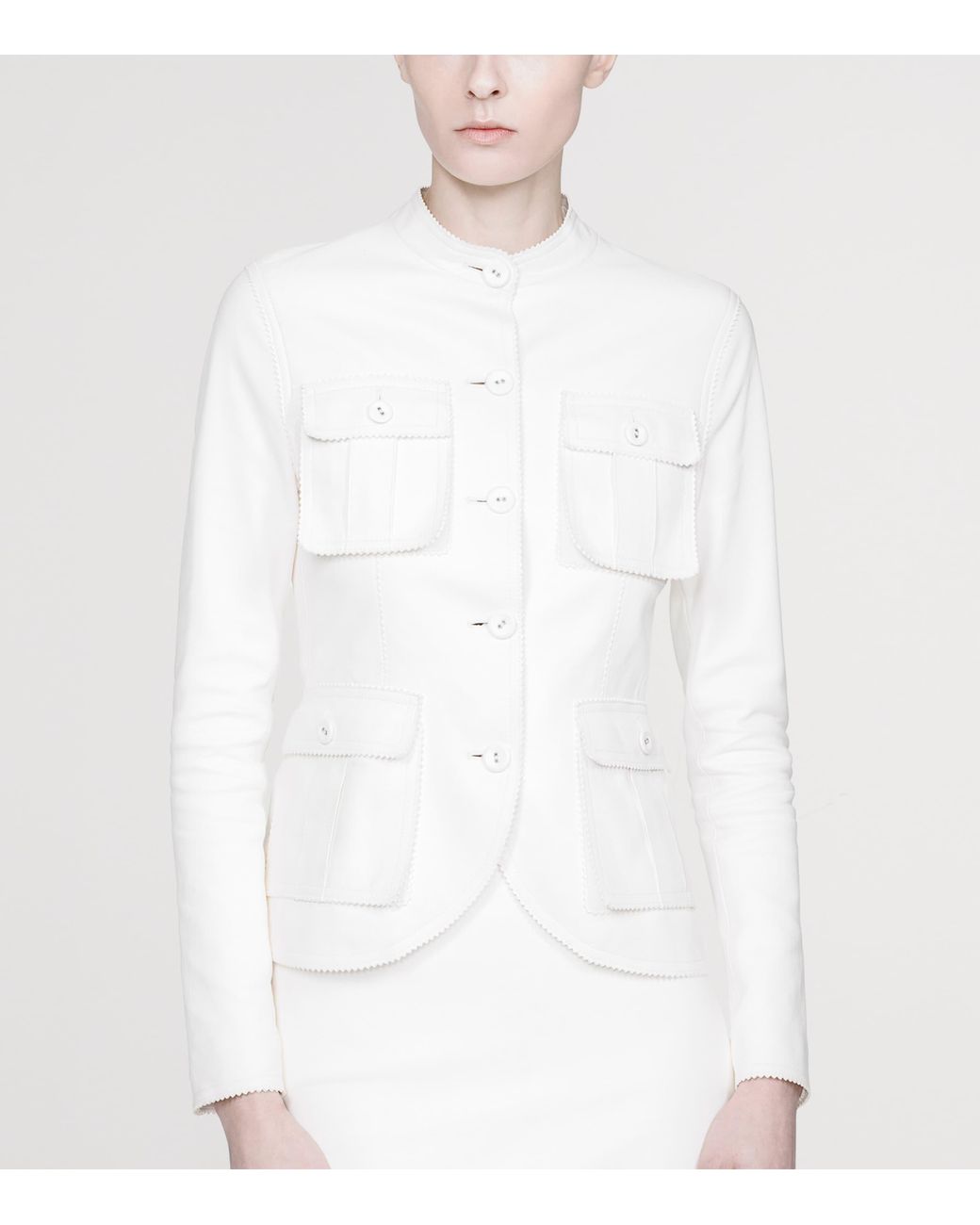 Tom Ford White Lambskin Buttoned Jacket