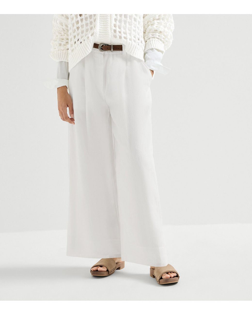 Brunello Cucinelli White Cotton Organza Trousers