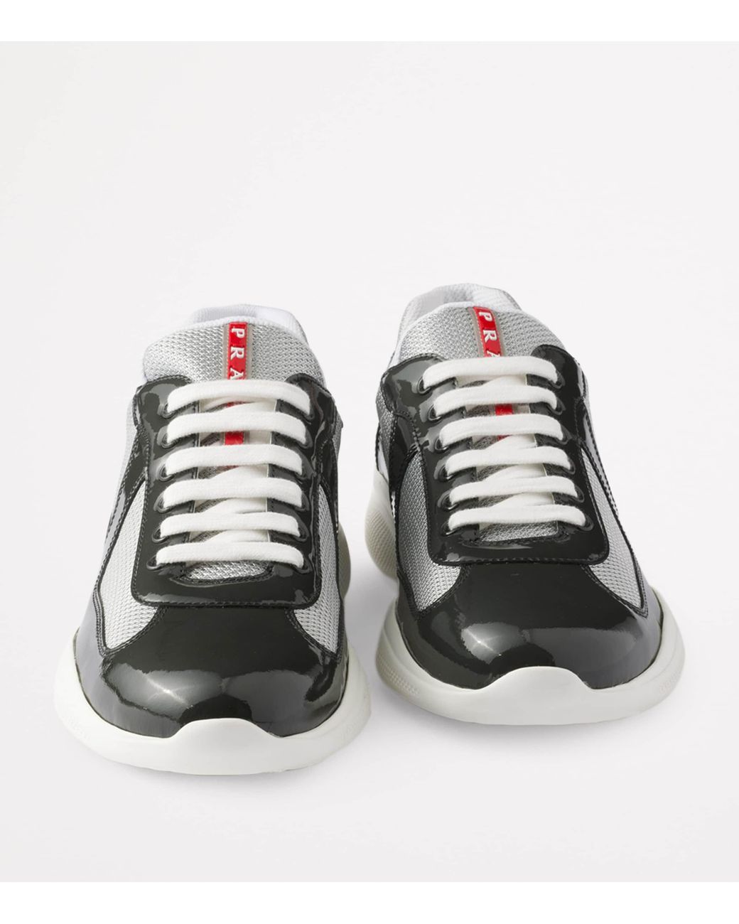 Prada Gray Patent Leather-Blend America's Cup Sneakers for men