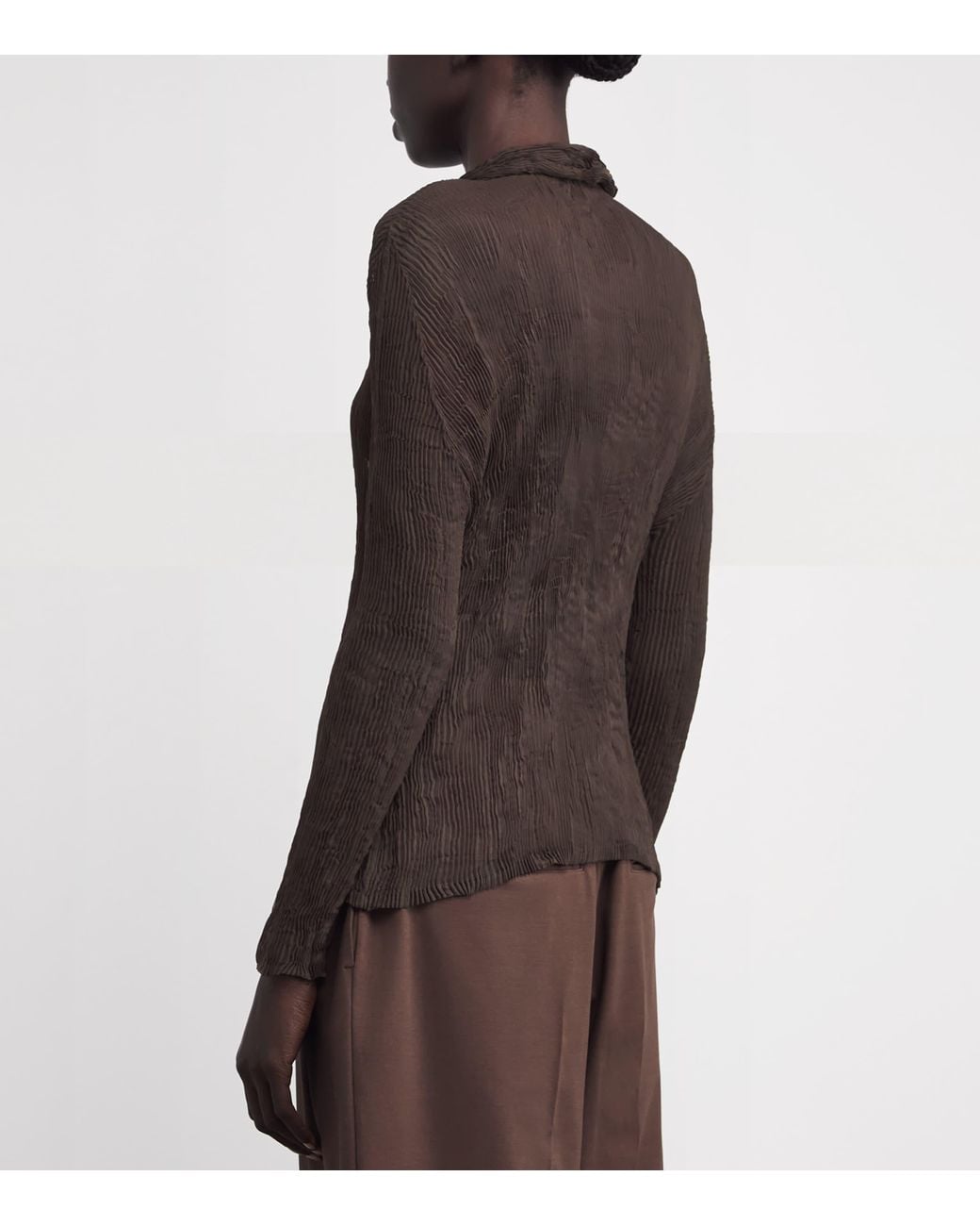 Issey Miyake Brown Chiffon Twist 1 Pleats Zip Cardigan