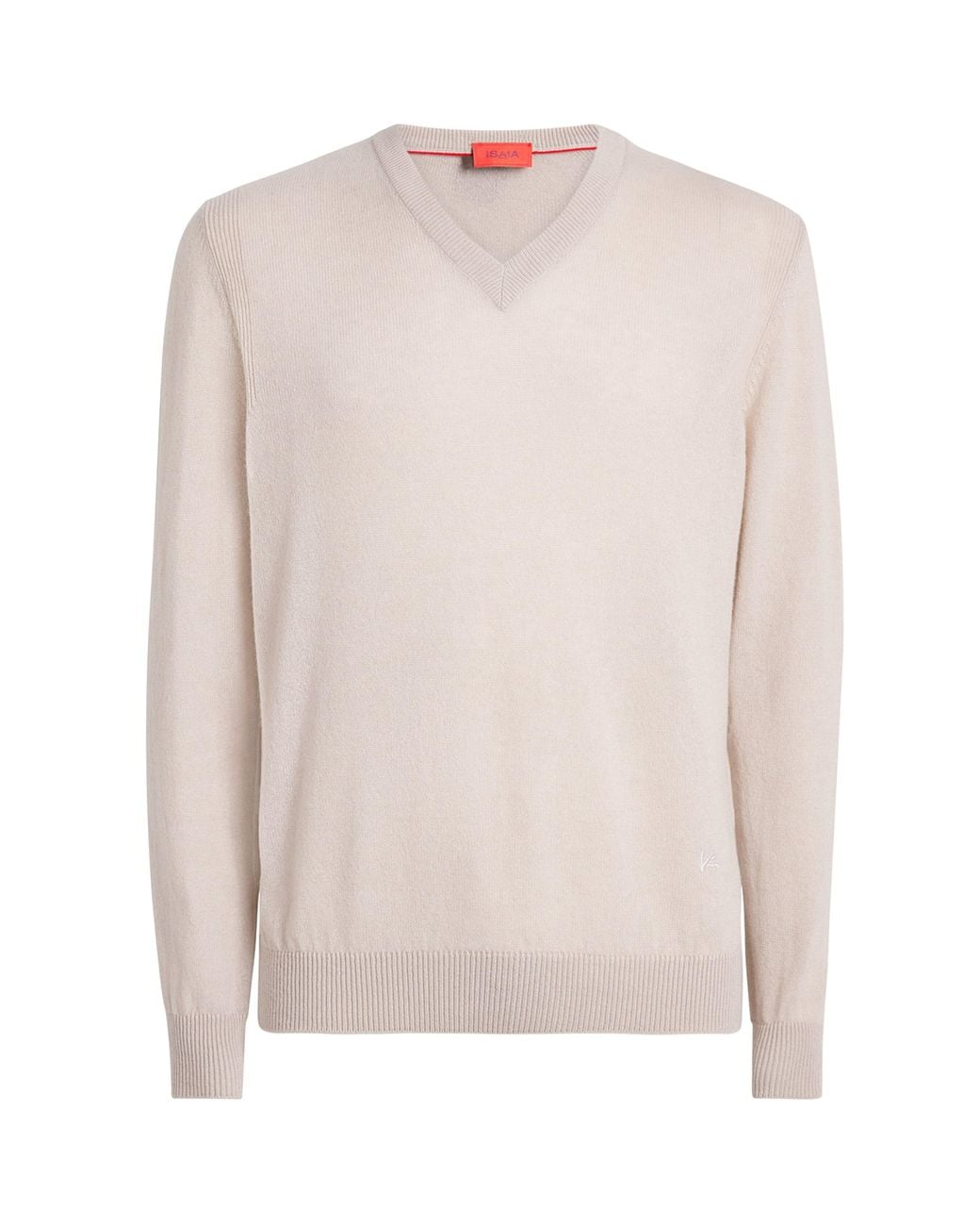 Isaia White Cashmere V-Neck Sweater for men
