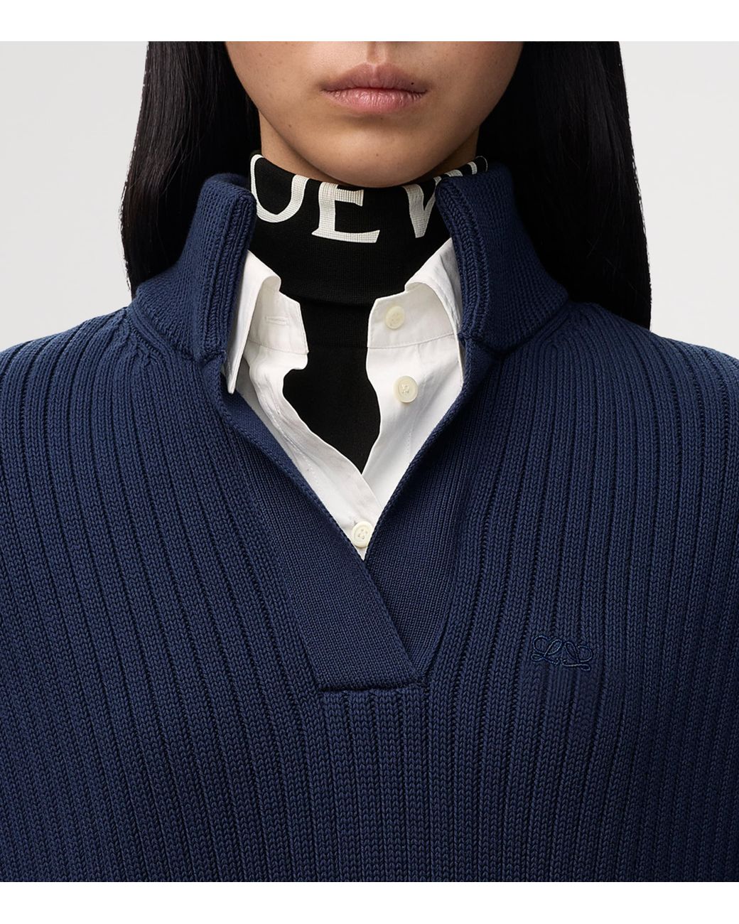 Loewe Blue Layered Shirt-Sweater Mini Dress