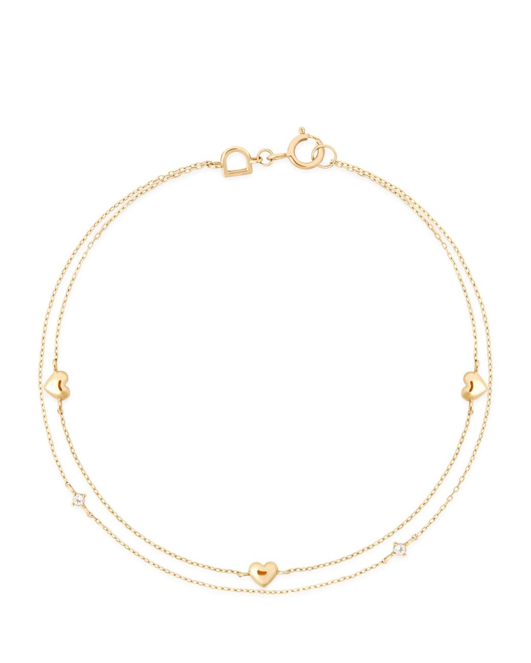 Astrid & Miyu Natural And Topaz Heart Charm Double Chain Bracelet