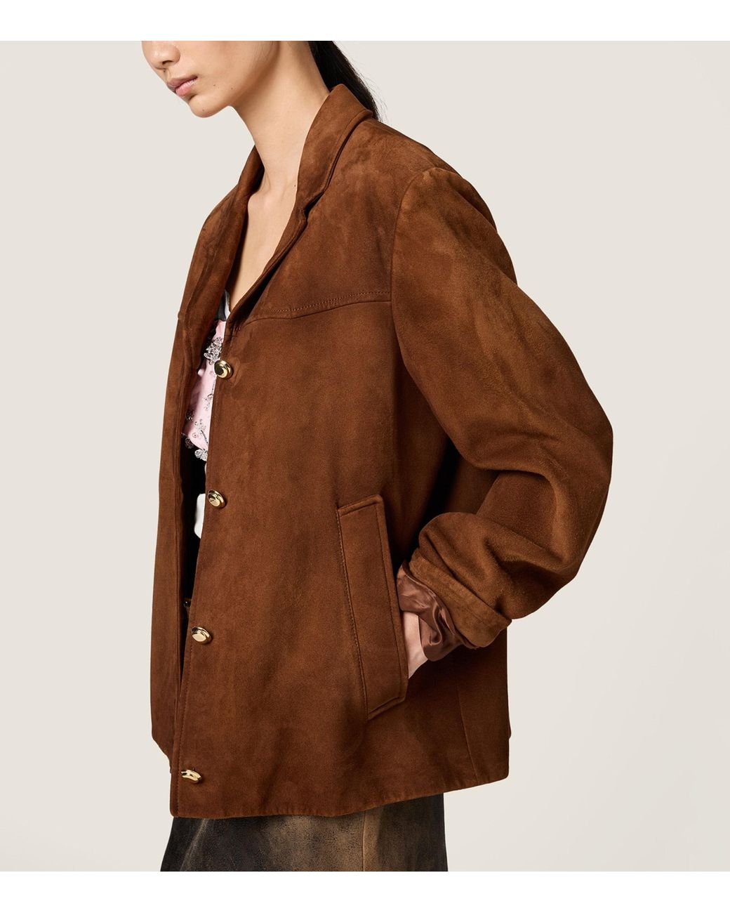 Miu Miu Brown Waxed Suede Jacket