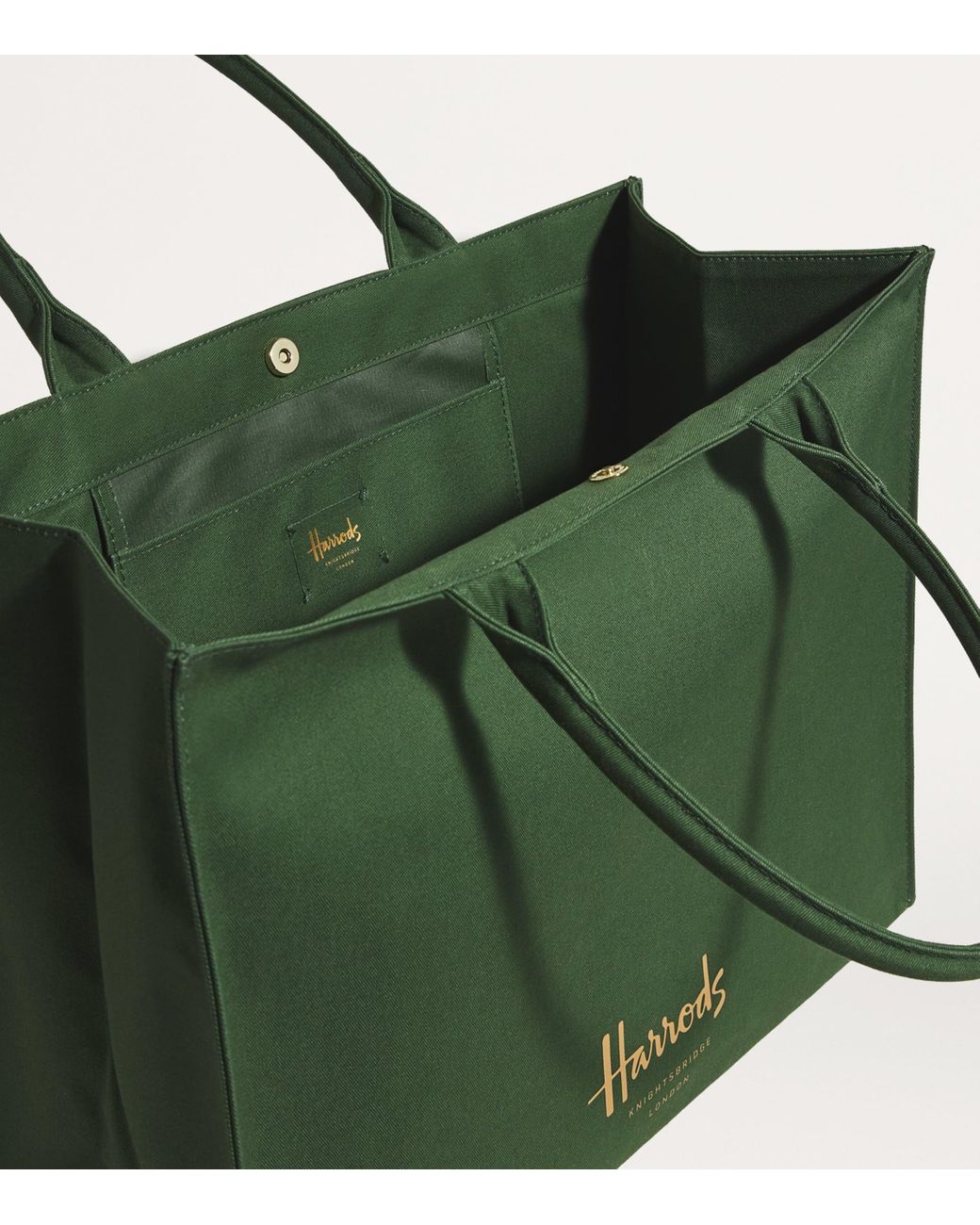 Harrods Green Large Cotton Logo Tote Bag
