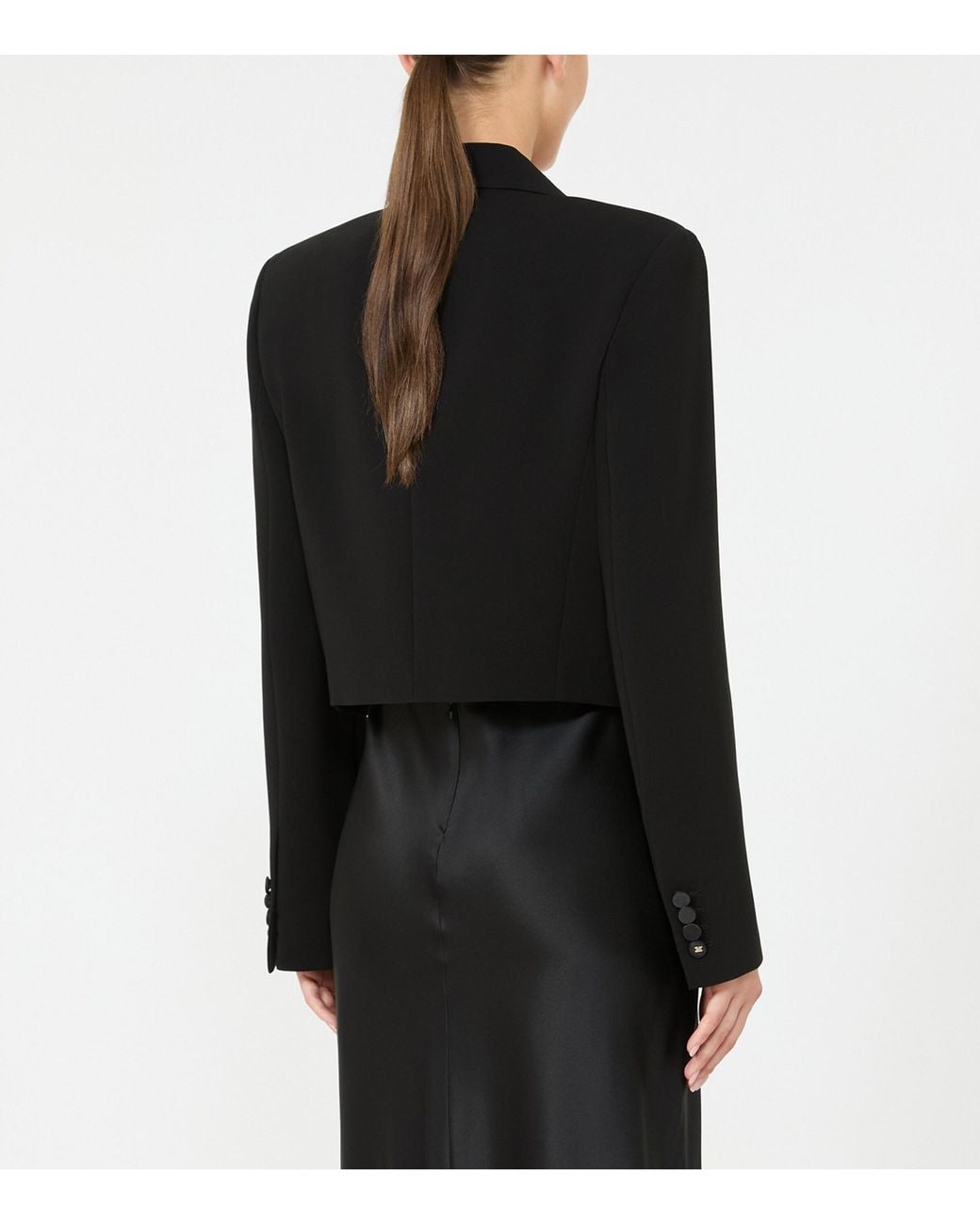 Max Mara Black Cropped Tuxedo Jacket