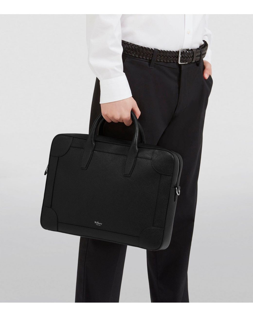 Mulberry Black Leather Belgrave Briefcase for men