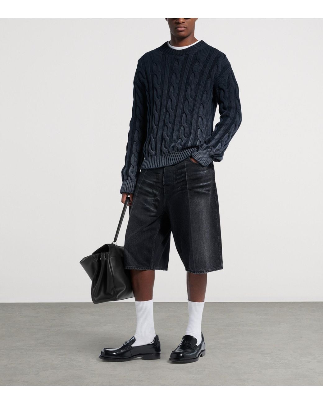 Balenciaga Black Stay Press Denim Shorts for men