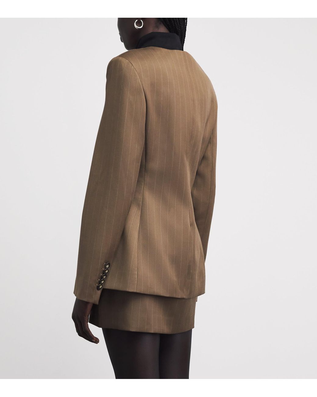 Camilla & Marc Brown Wool-Bend Collarless Blazer
