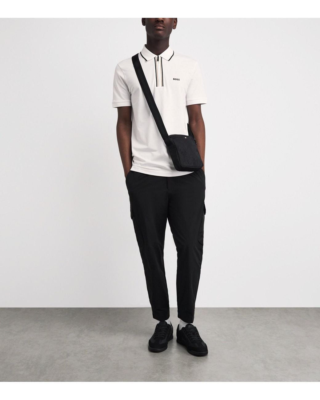Boss White Stretch-Cotton Philix Polo Shirt for men