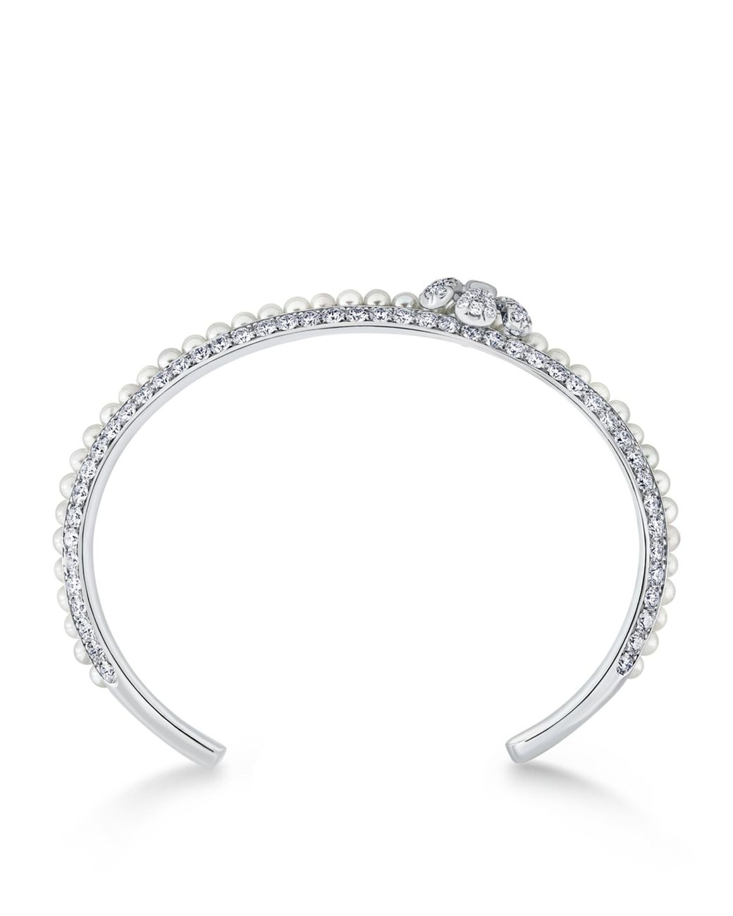 David Morris White Pearl And Diamond Pearl Rose Flower Bangle