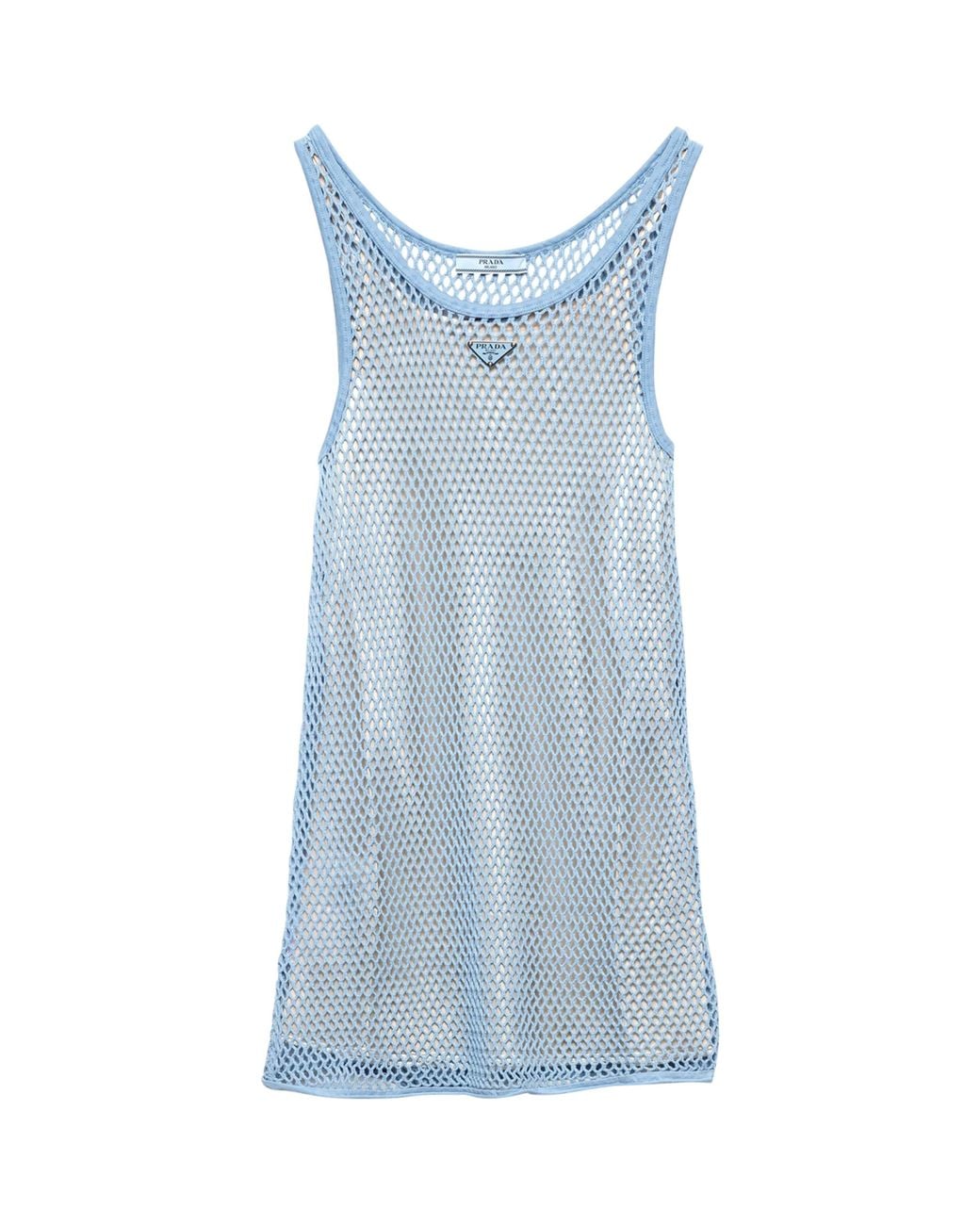 Prada Blue Cotton Mesh Mini Dress