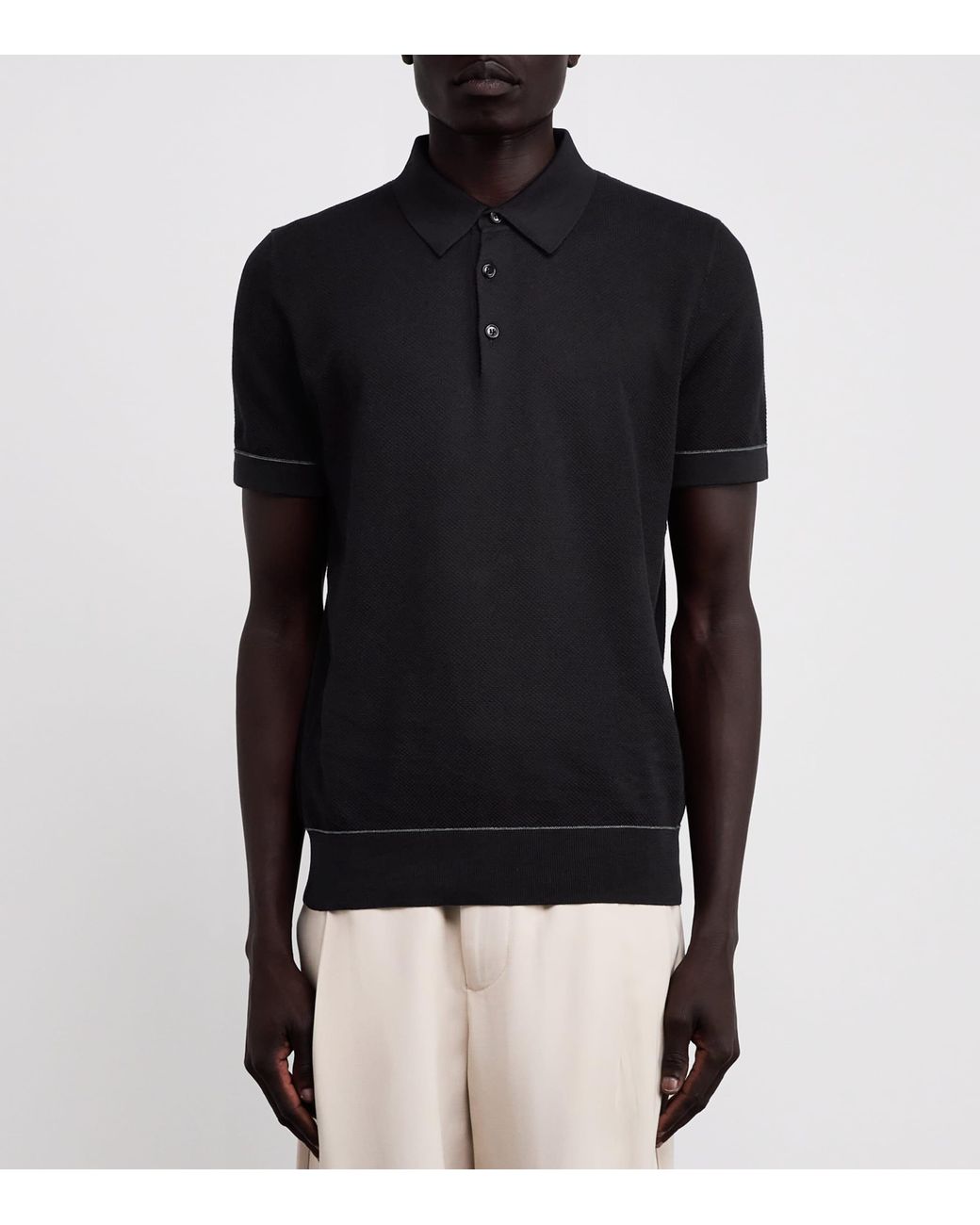 Brioni Black Sea Island Cotton Polo Shirt for men