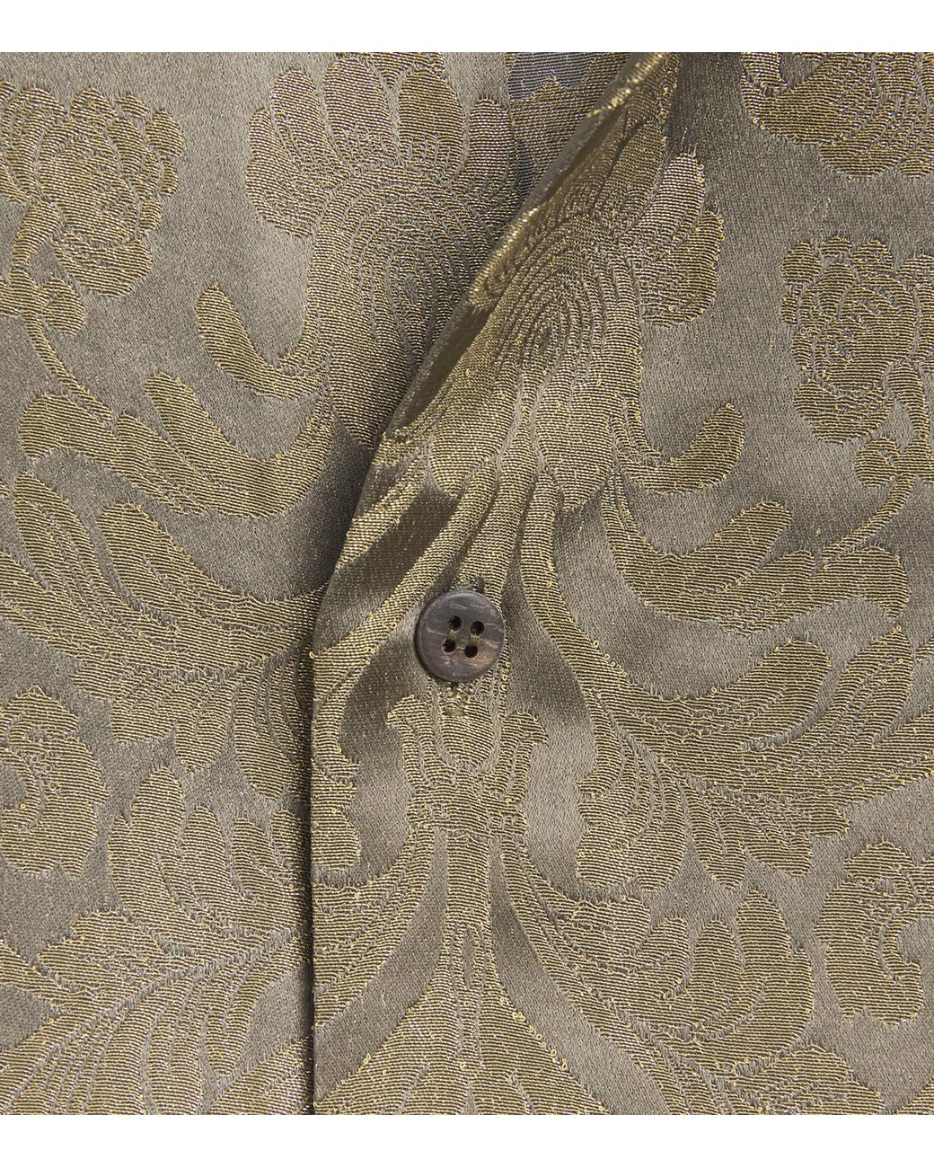 Eskandar Green Metallic Jacquard Longline Shirt
