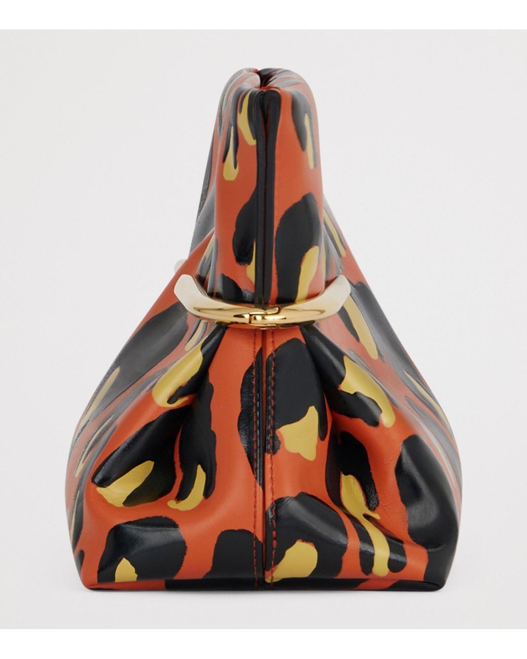 Givenchy Orange Leather Leopard Pinch Clutch Bag