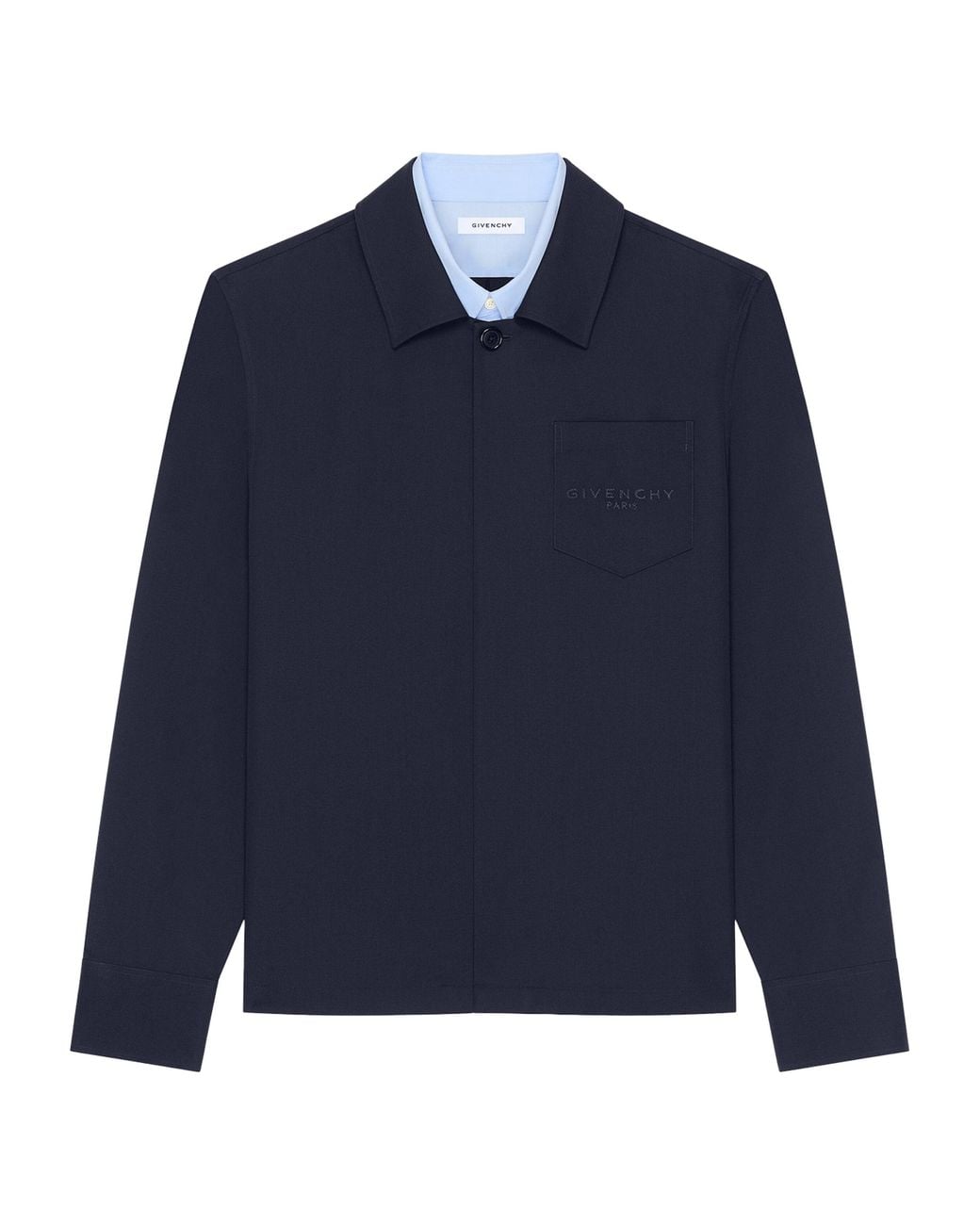 Givenchy Blue Wool Trompe-L'Oeil Shirt for men