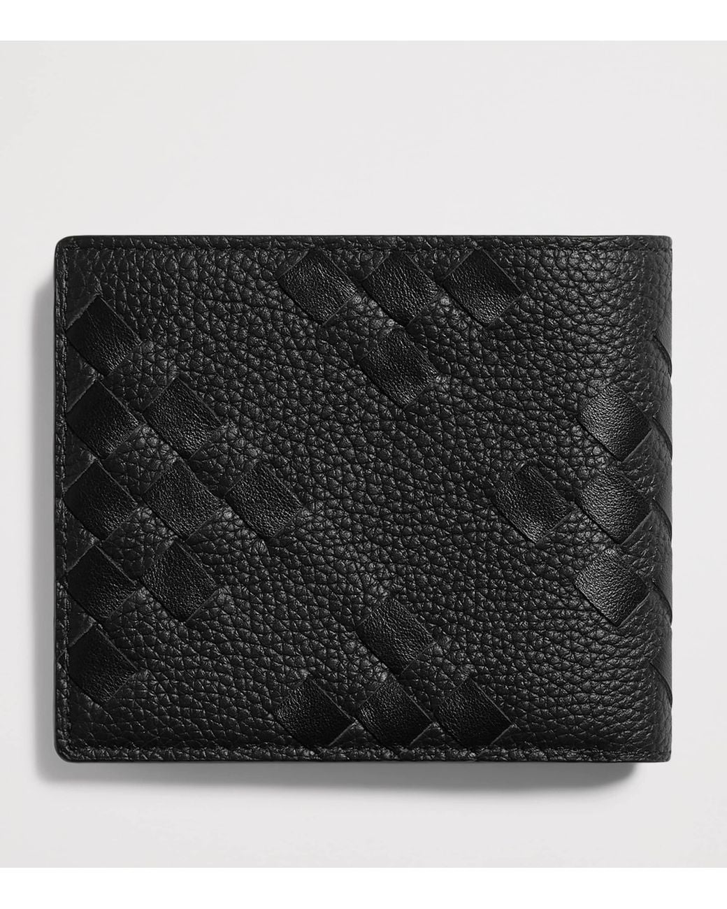 Bottega Veneta Black Leather Intrecciato Bifold Wallet for men