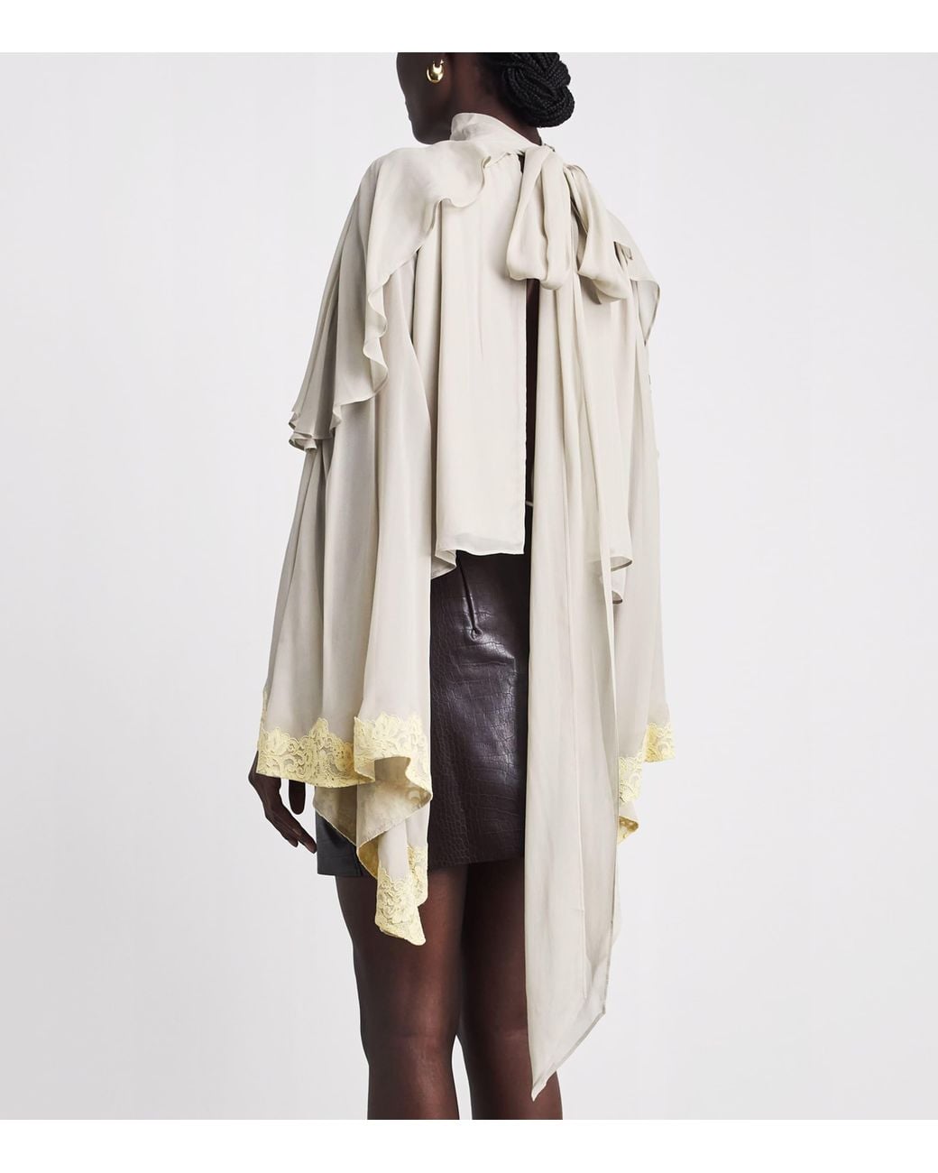De La Vali White Cape-Detail Alitha Blouse