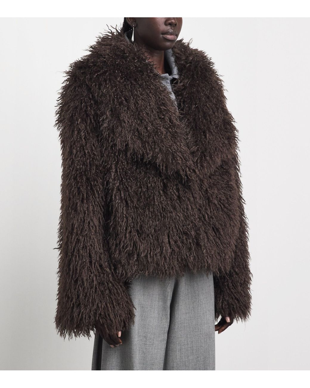 Source Unknown Black Faux Fur Hathi Jacket