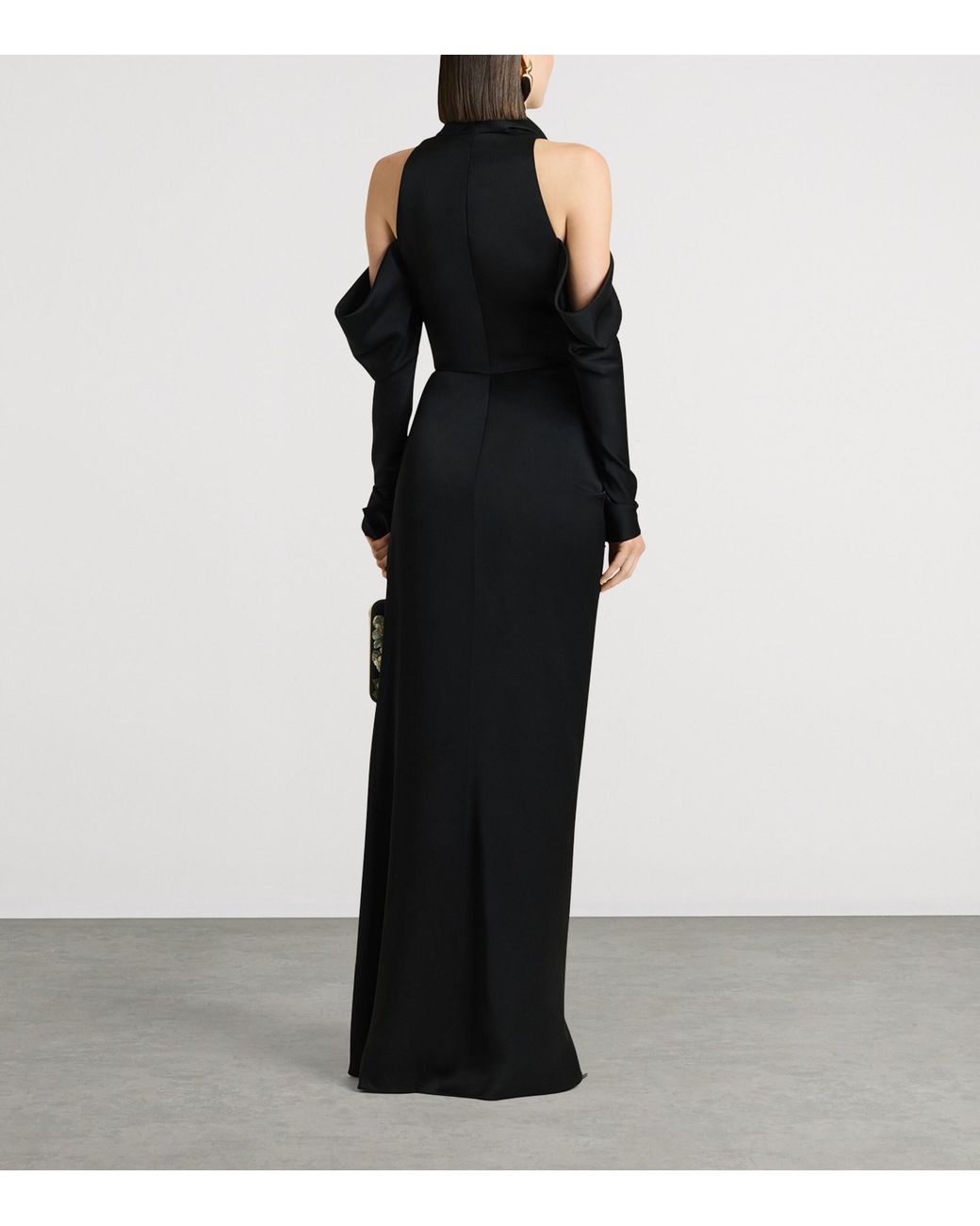 Givenchy Black Satin Draped Gown