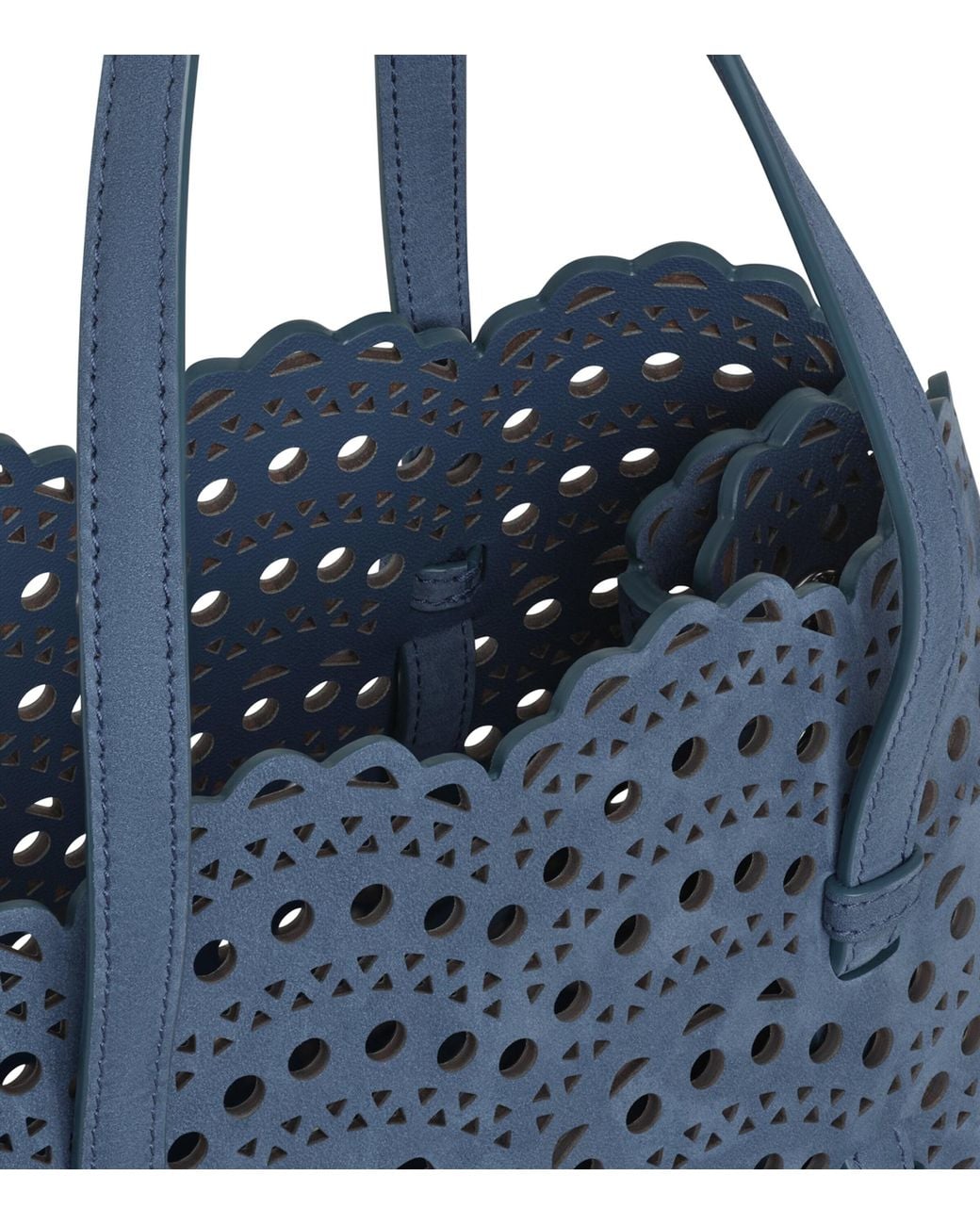 Alaïa Blue Nubuck Leather Mina 25 Top-Handle Bag