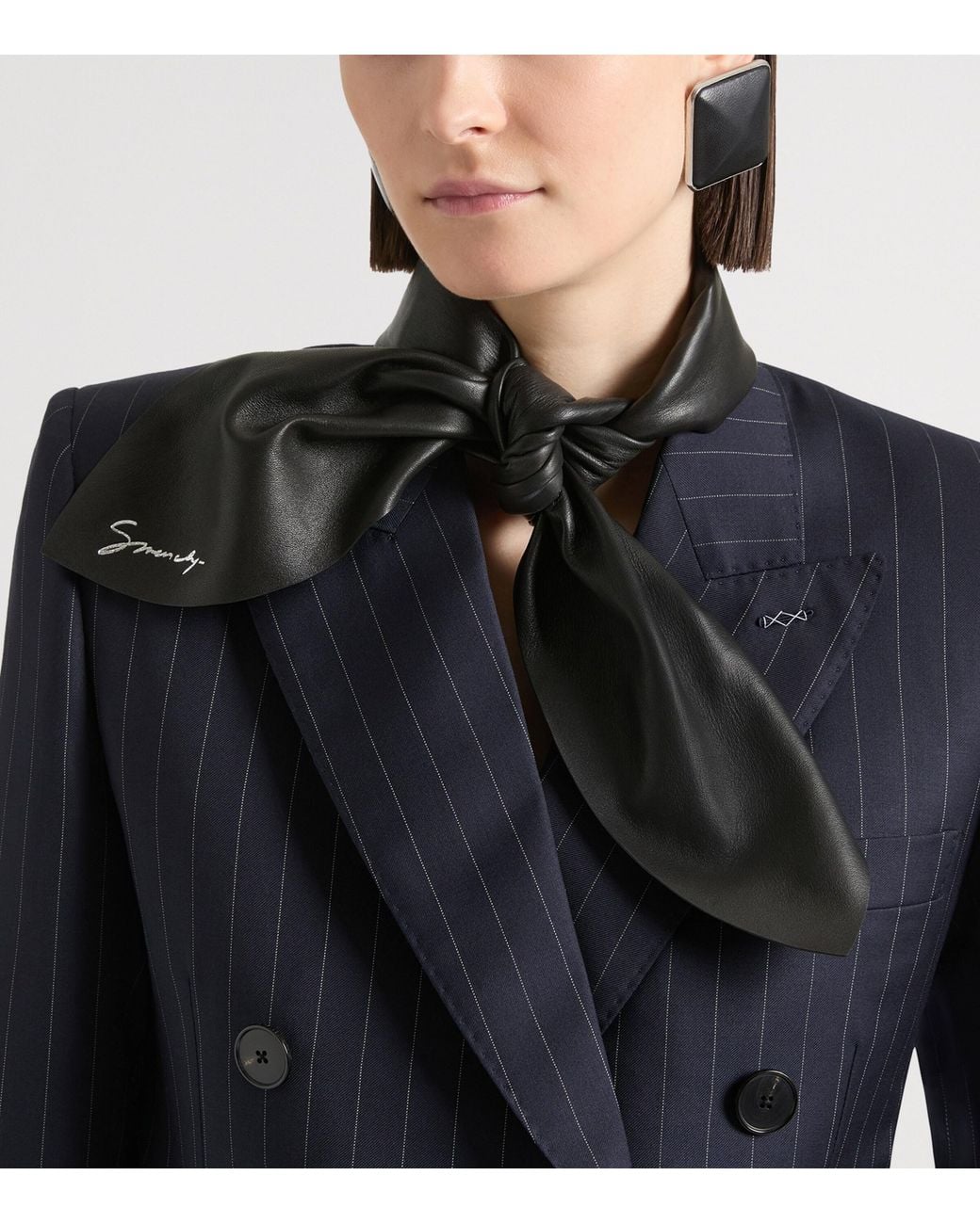 Givenchy Black Leather Logo Scarf