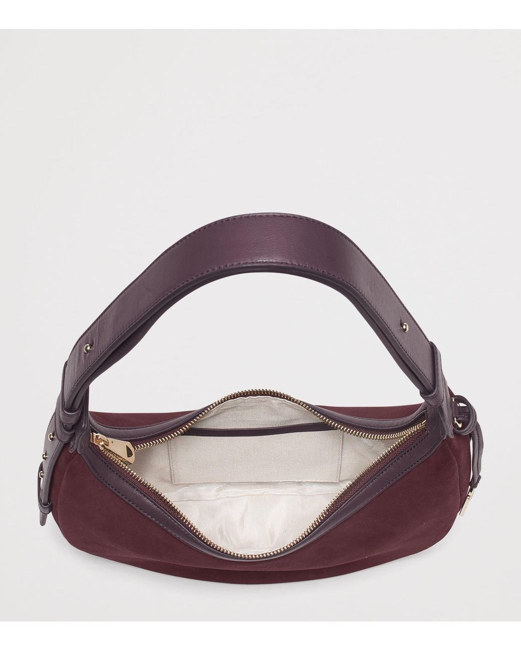 Aspinal Purple Small Leather Soho Crescent Shoulder Bag