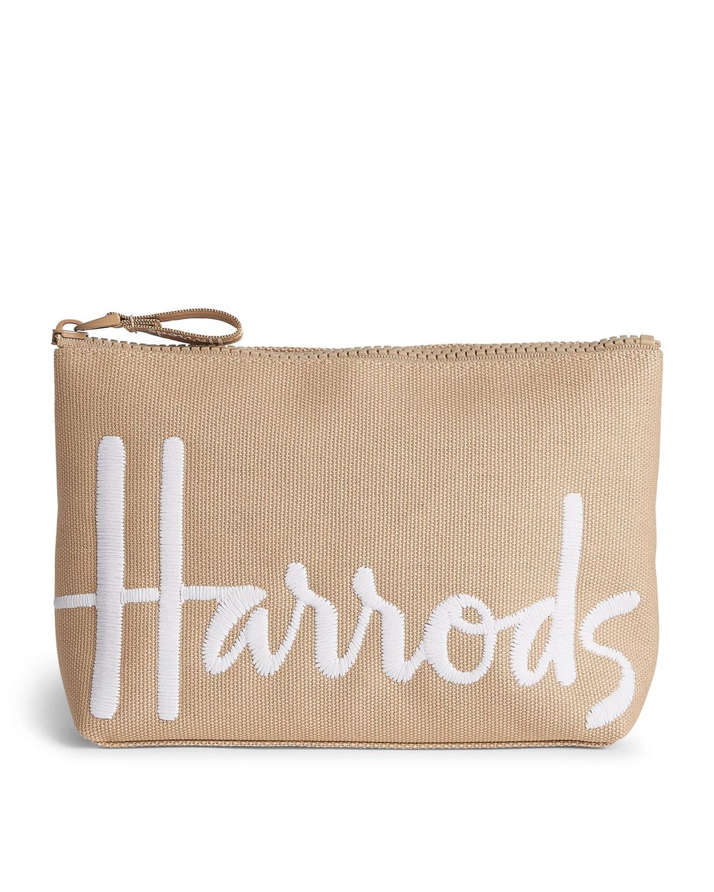 Harrods Natural Medium Cotton Logo Cosmetic Bag