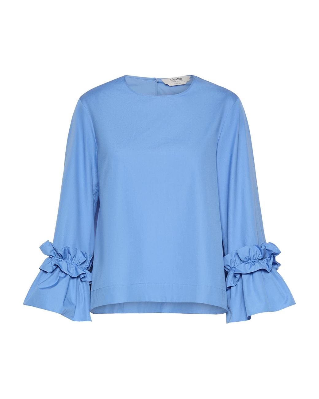 Max Mara Blue Ruffle-Trim Blouse