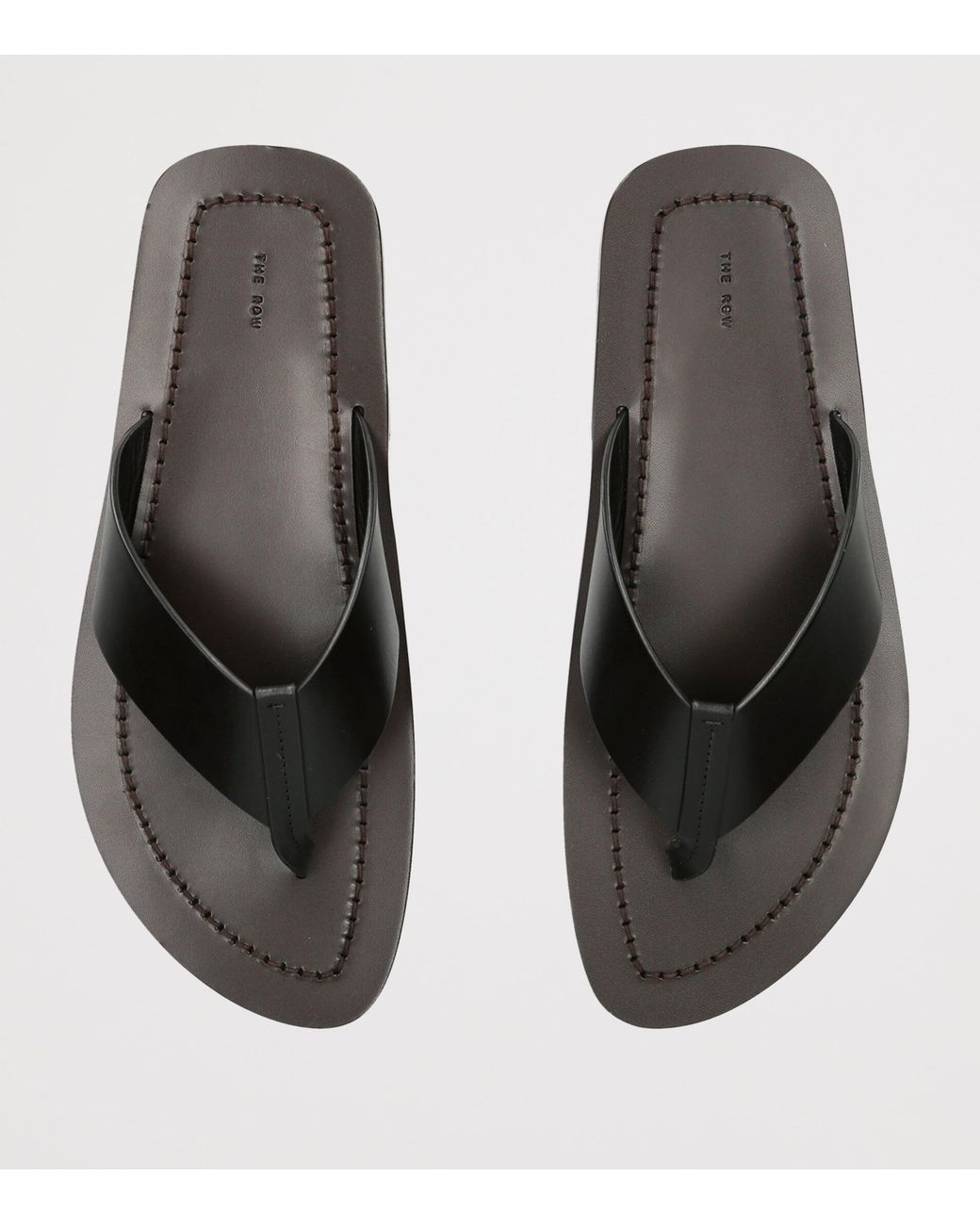 The Row Black Dan Leather Flip Flops for men
