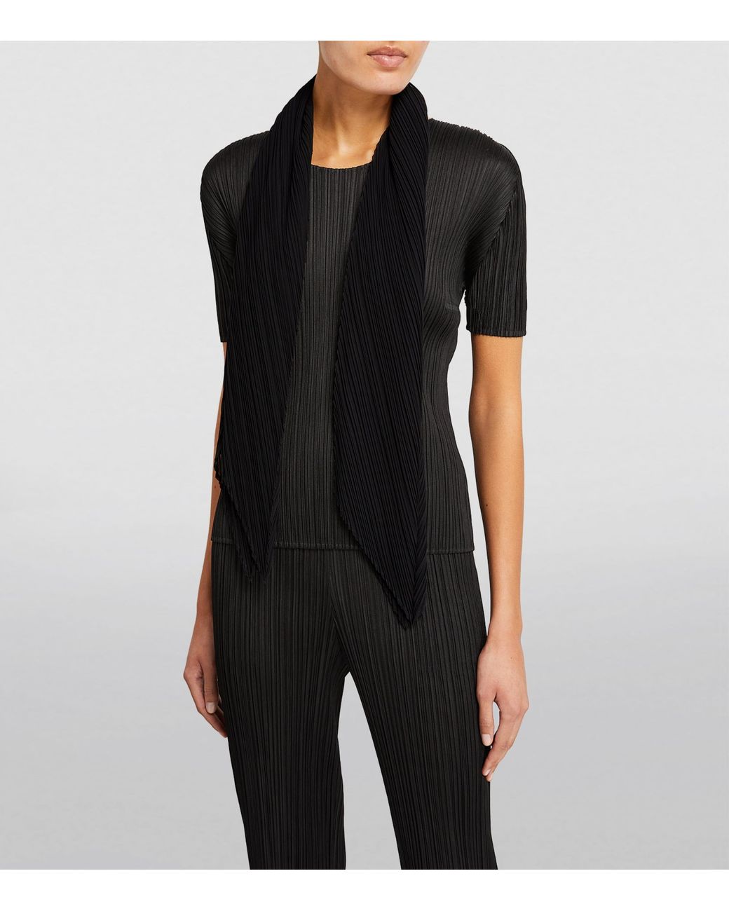 Pleats Please Issey Miyake Black Pleated Scarf