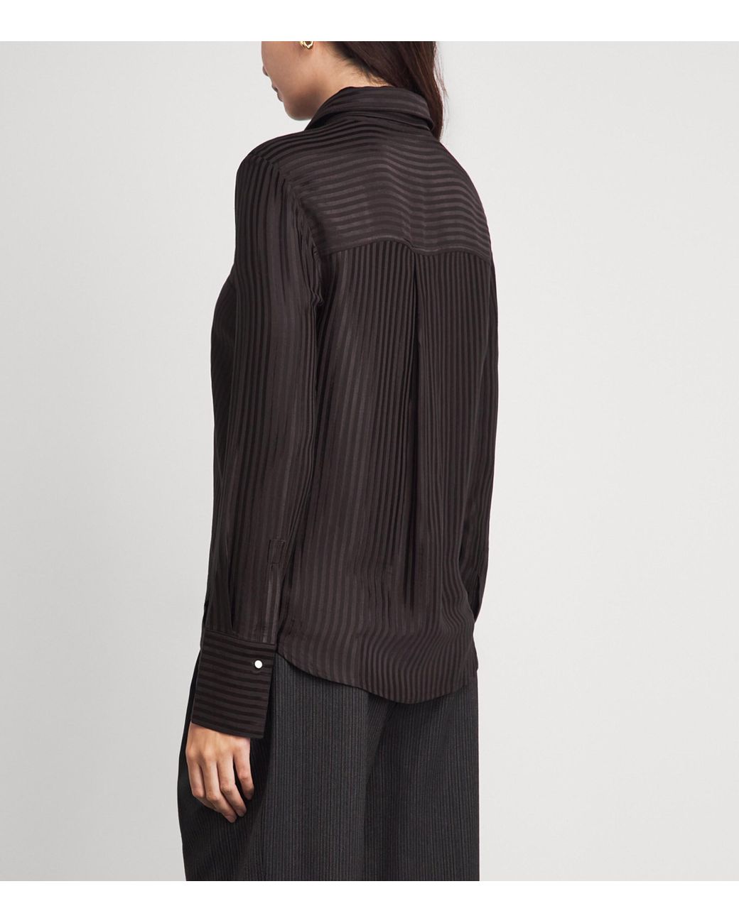 ME+EM Black Satin Stripe Shirt